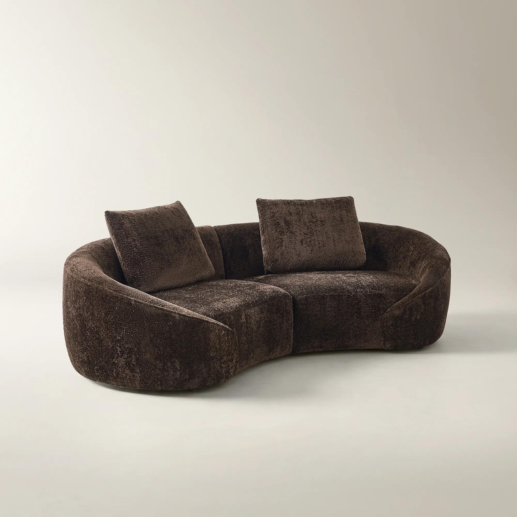 Irene 2-Piece Dark Chocolate Chenille Sectional Sofa
