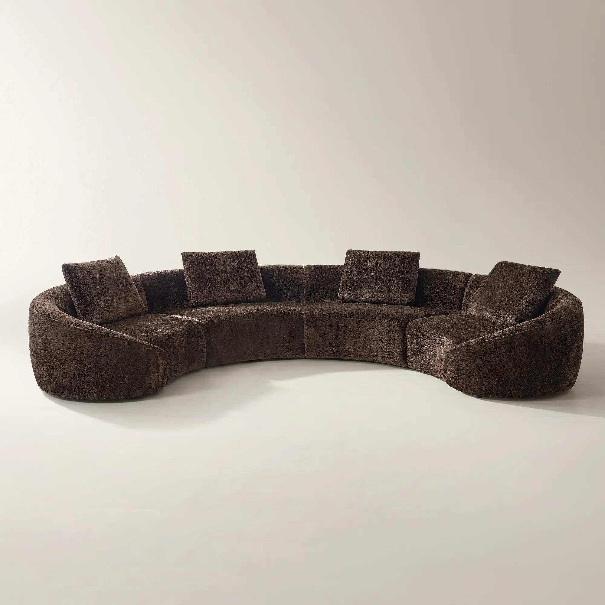 Irene 4-Piece Dark Chocolate Chenille Sectional Sofa