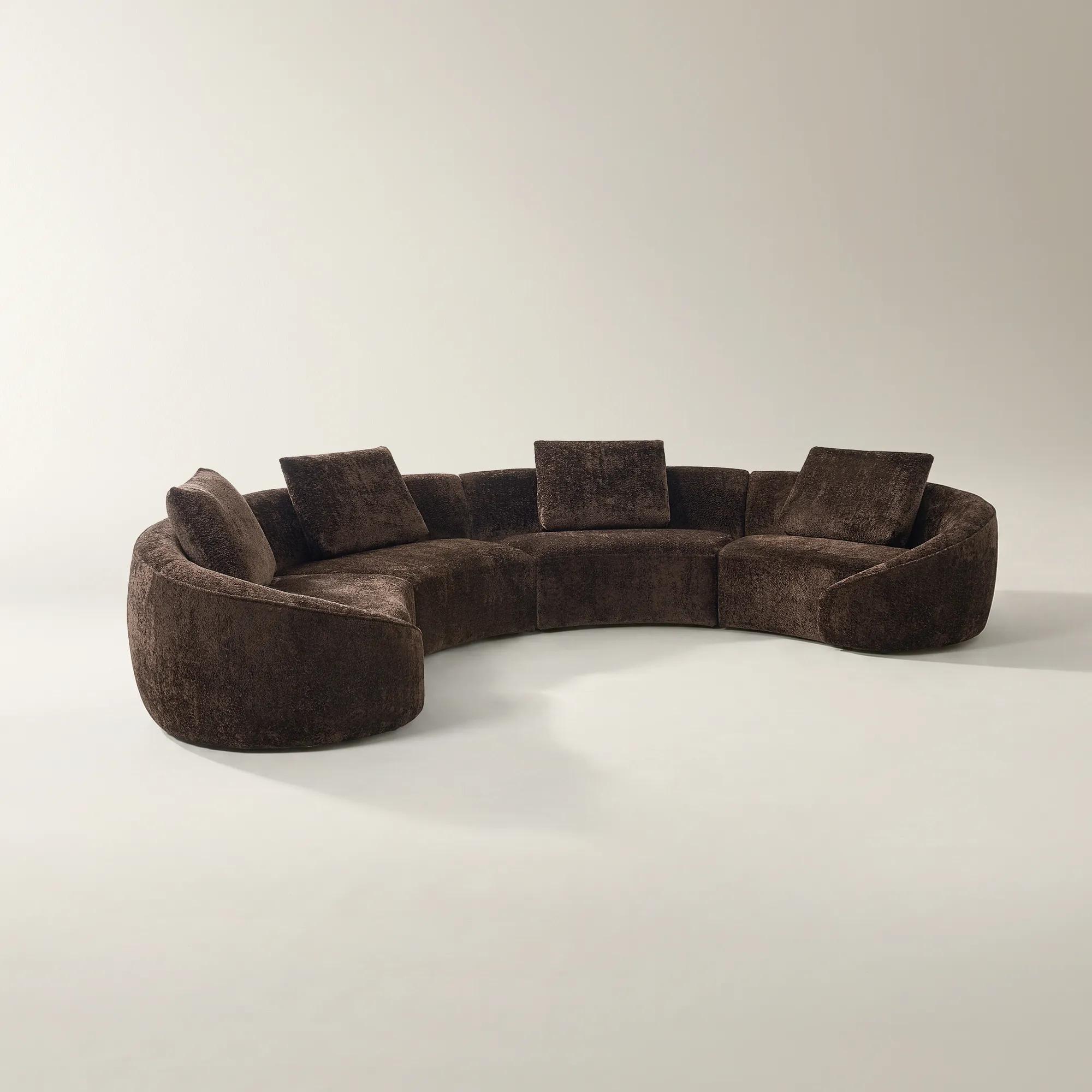 Irene 4-Piece Dark Chocolate Chenille Sectional Sofa