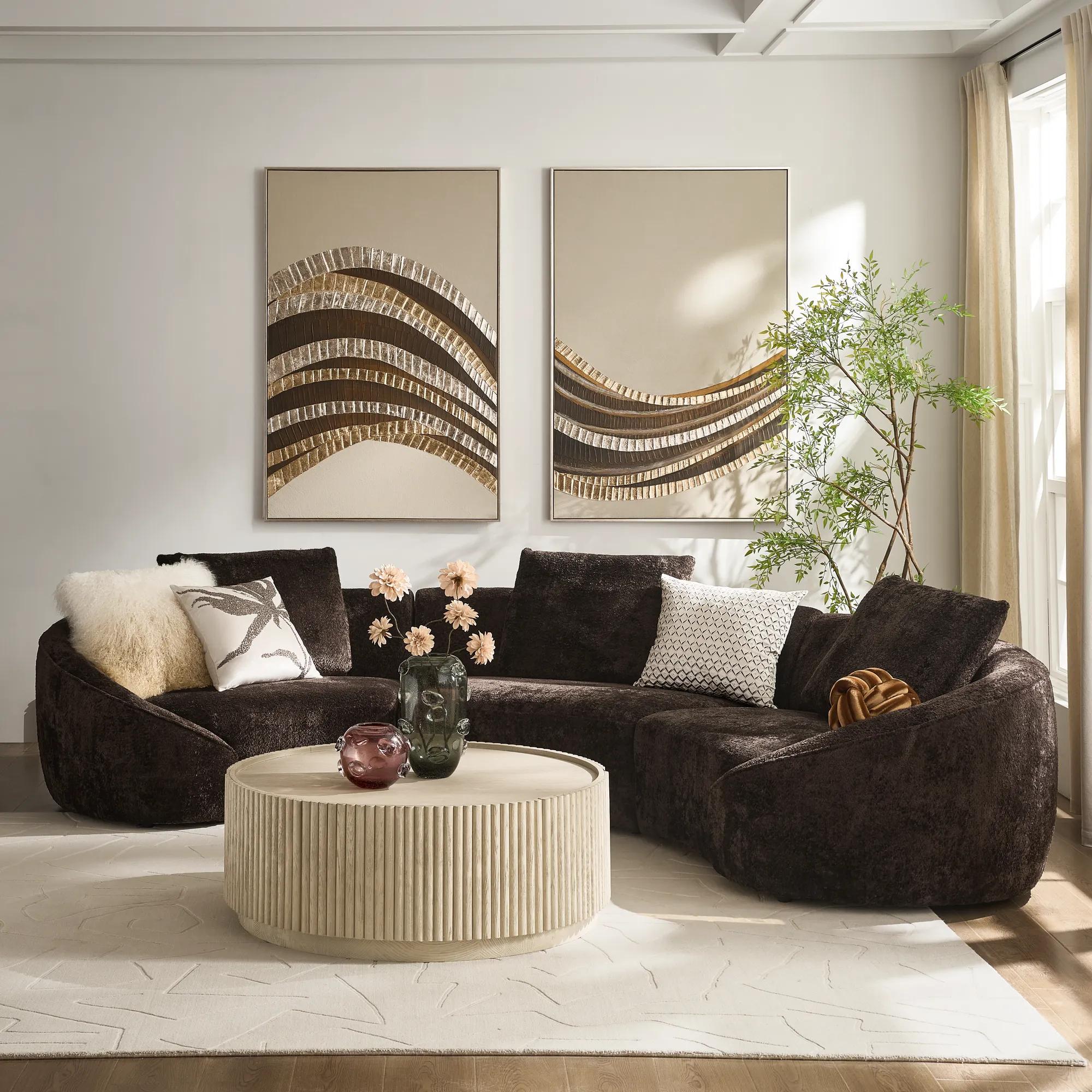 Irene 3-Piece Dark Chocolate Chenille Sectional Sofa