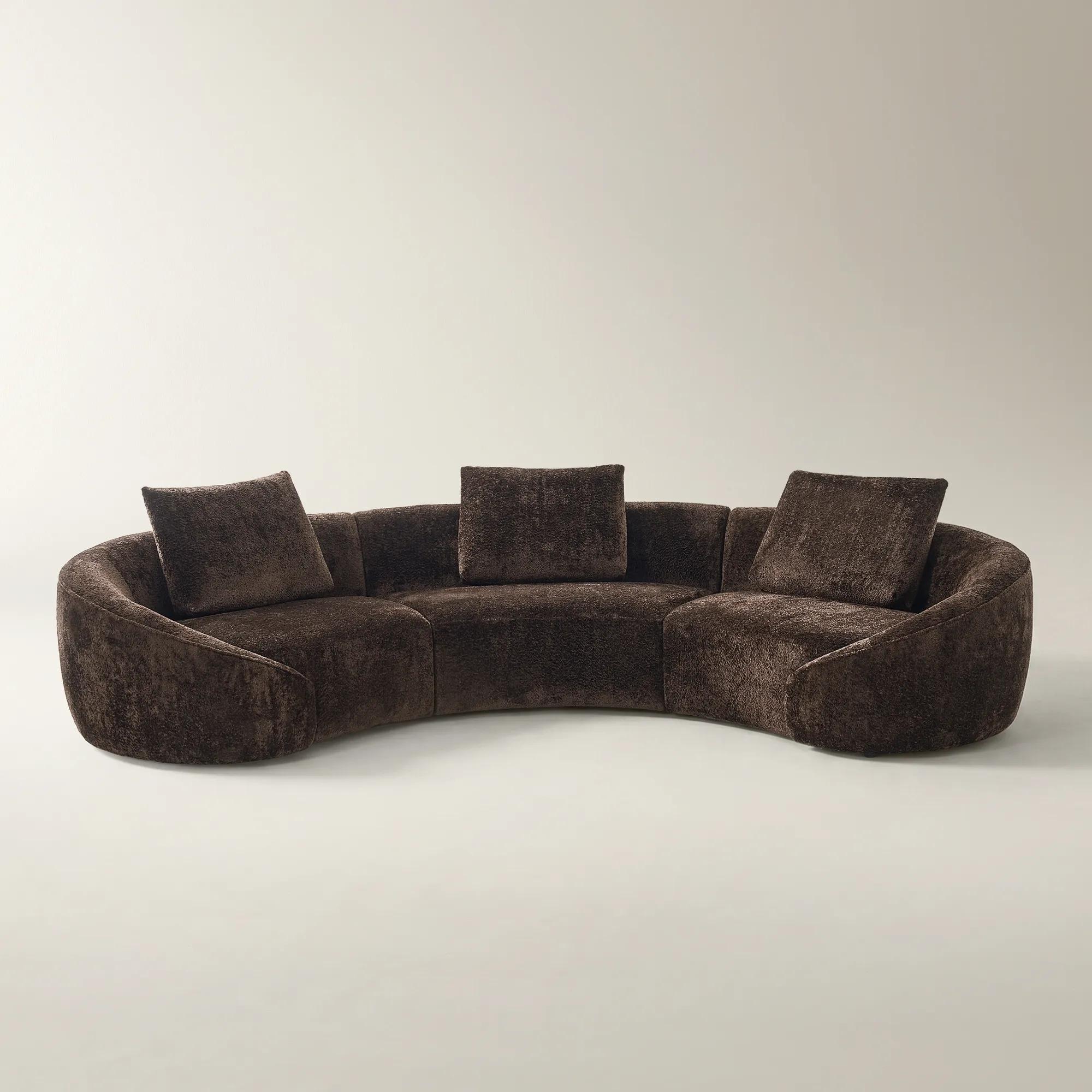 Irene 3-Piece Dark Chocolate Chenille Sectional Sofa