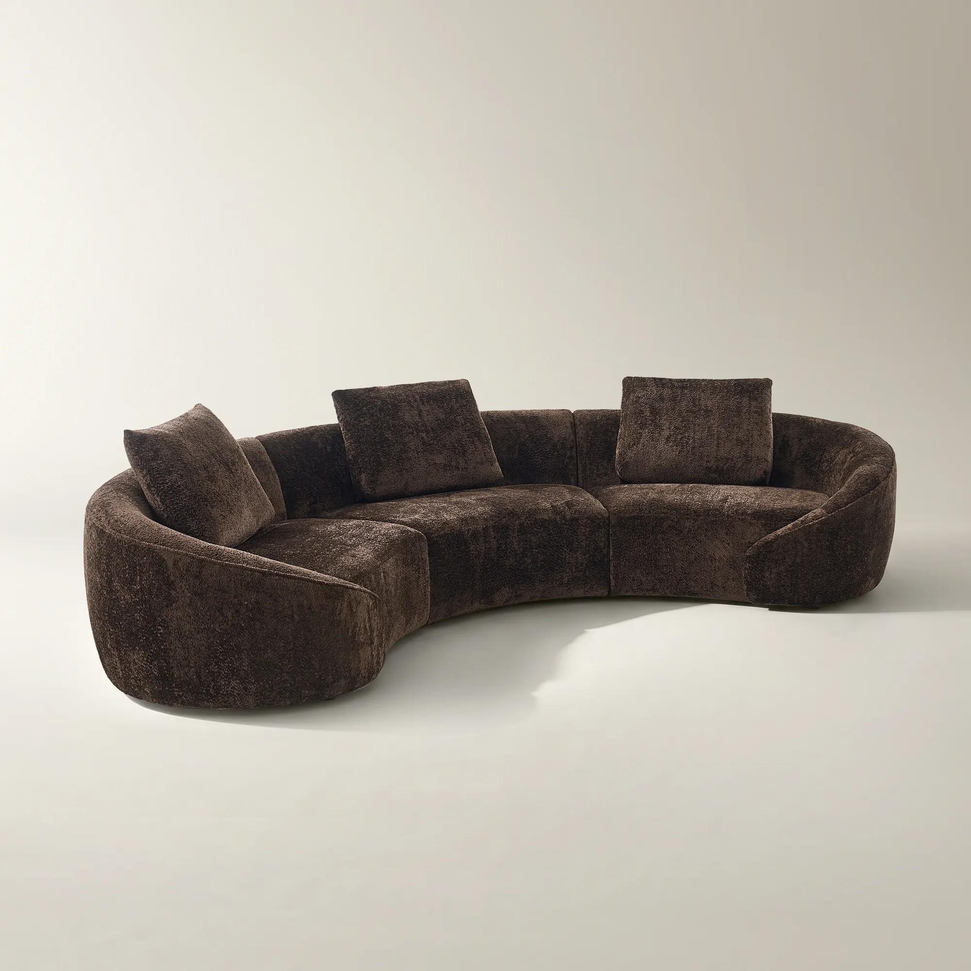 Irene 3-Piece Dark Chocolate Chenille Sectional Sofa