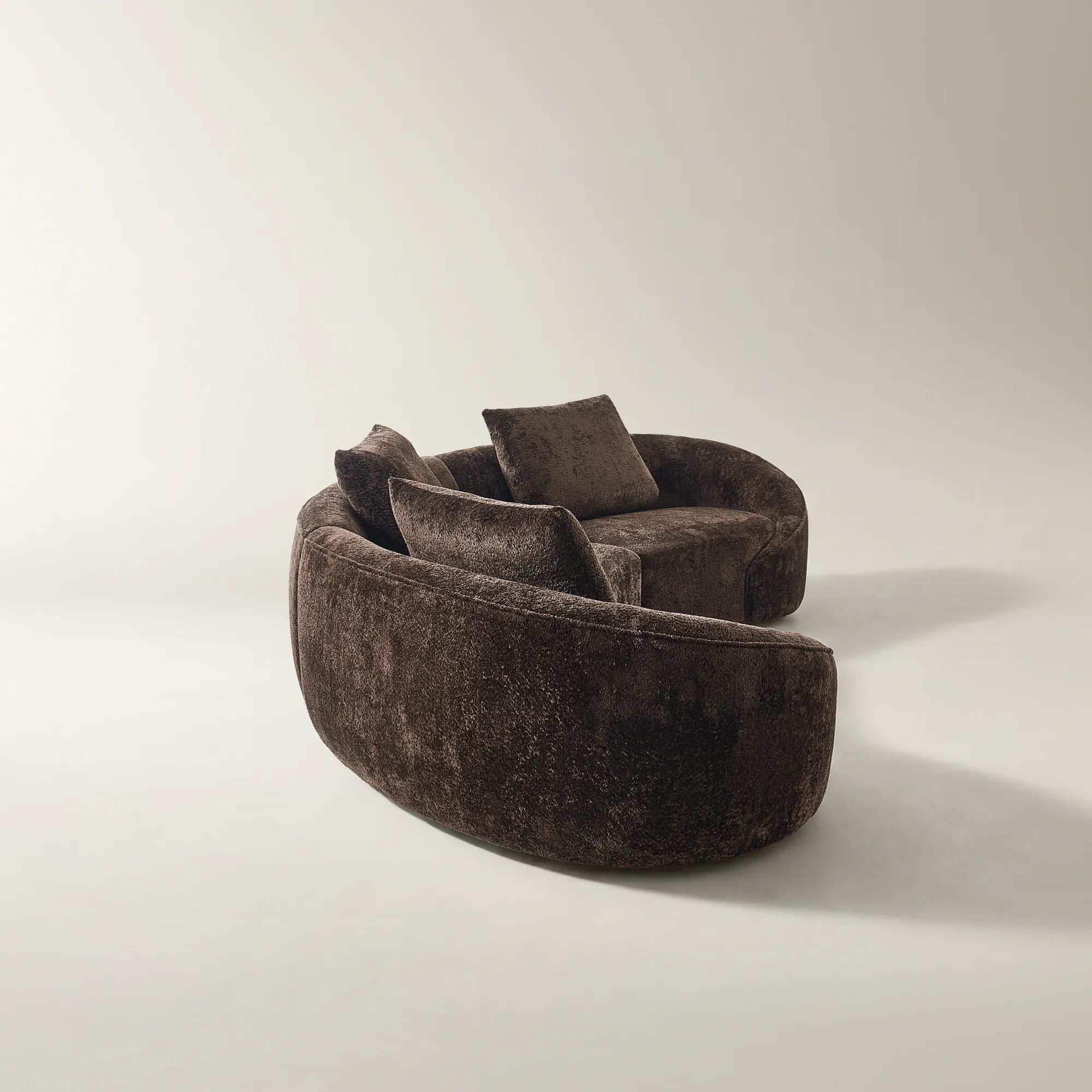Irene 3-Piece Dark Chocolate Chenille Sectional Sofa