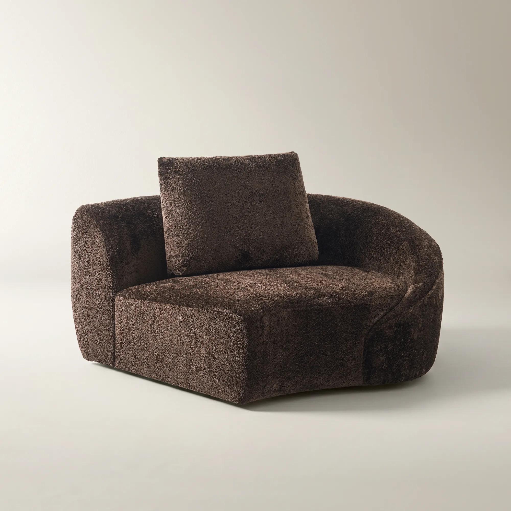 Irene Dark Chocolate Chenille Right-Arm Chair