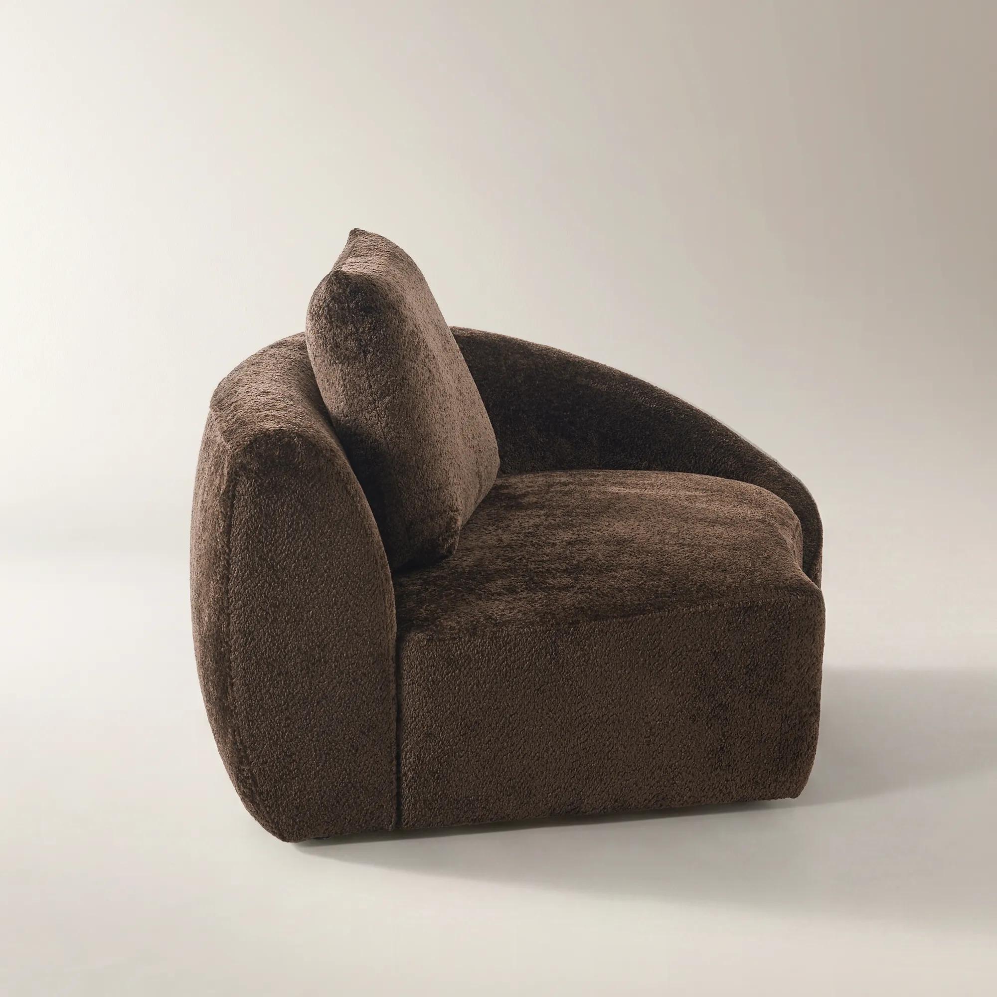 Irene Dark Chocolate Chenille Right-Arm Chair