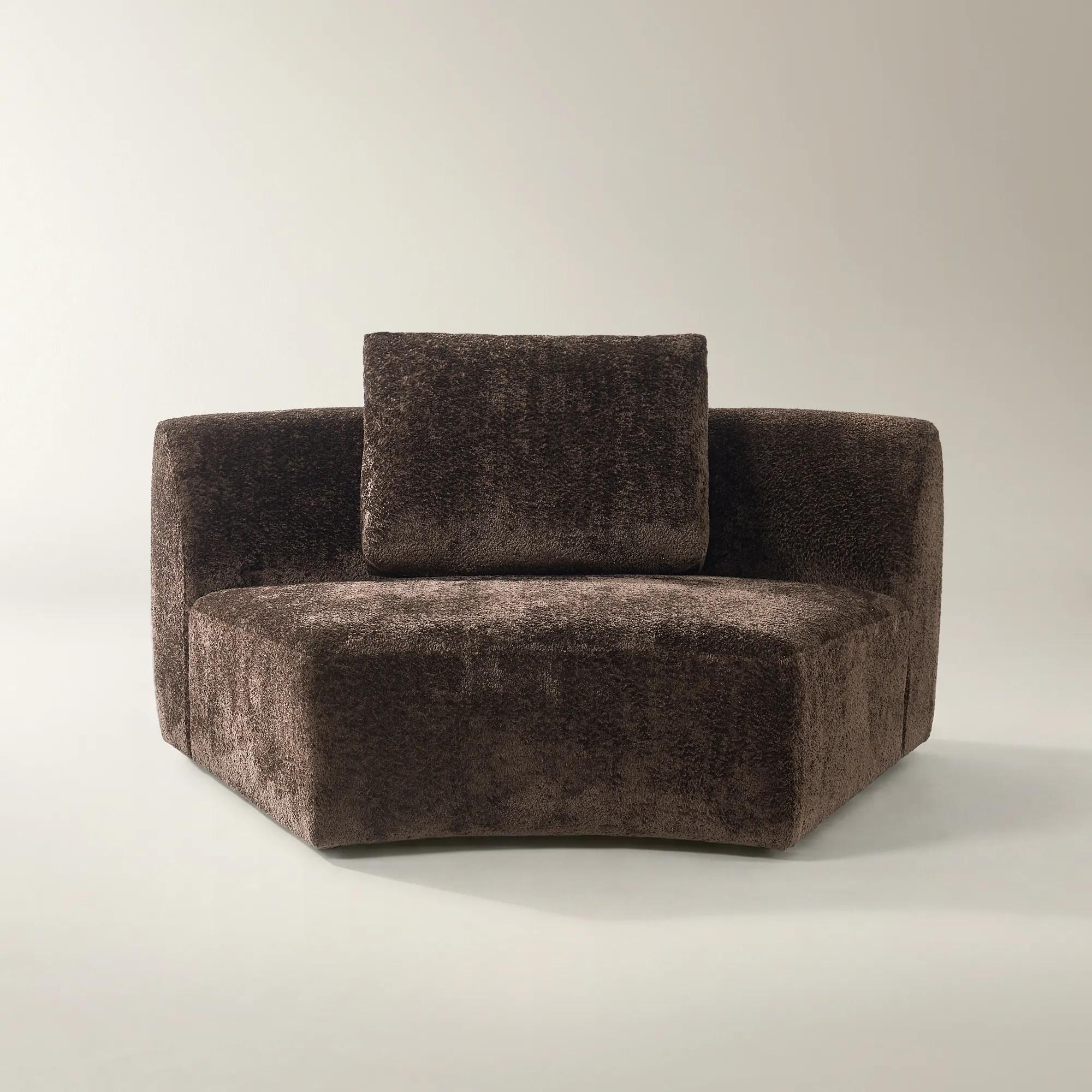 Irene Dark Chocolate Chenille Armless Chair