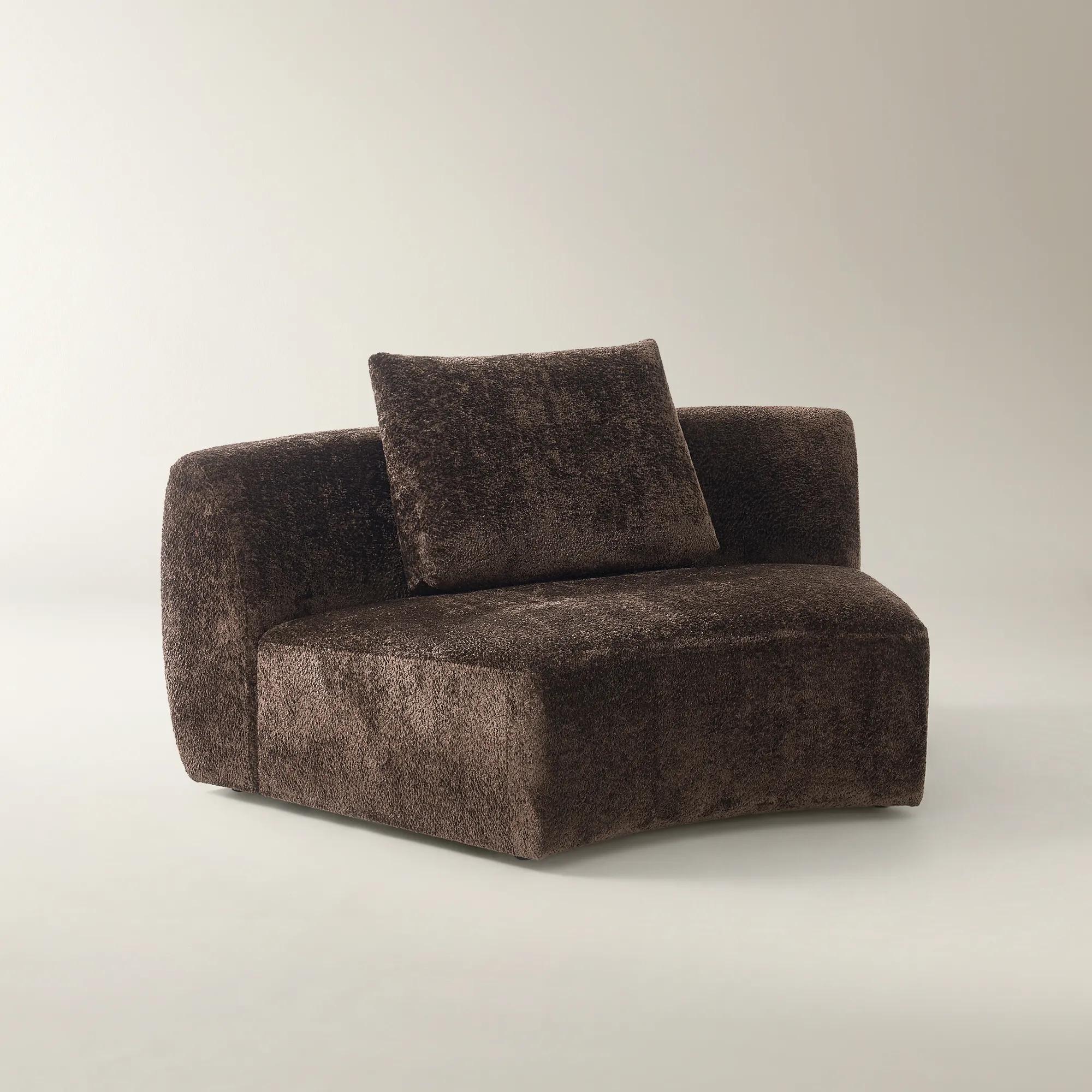 Irene Dark Chocolate Chenille Armless Chair