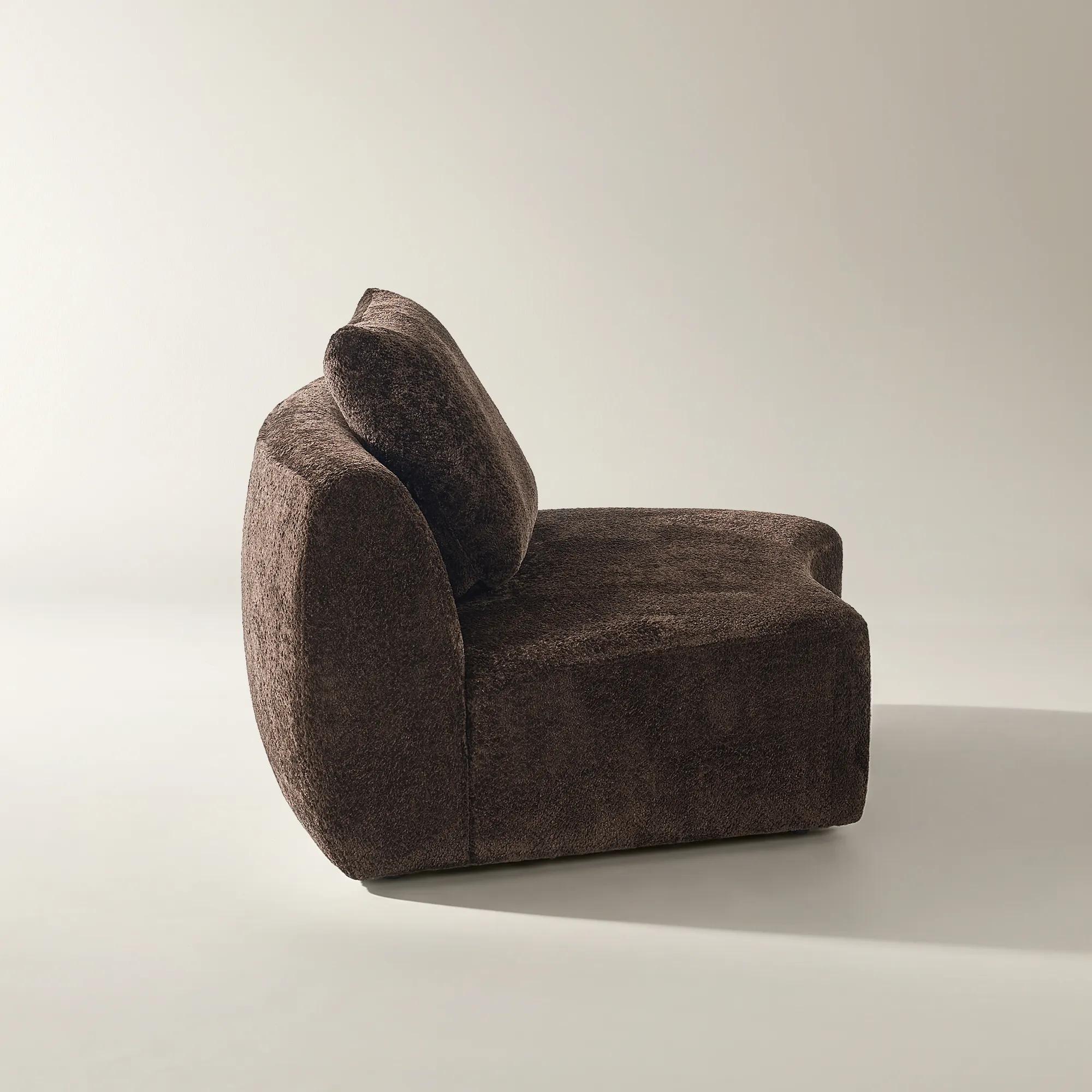 Irene Dark Chocolate Chenille Armless Chair