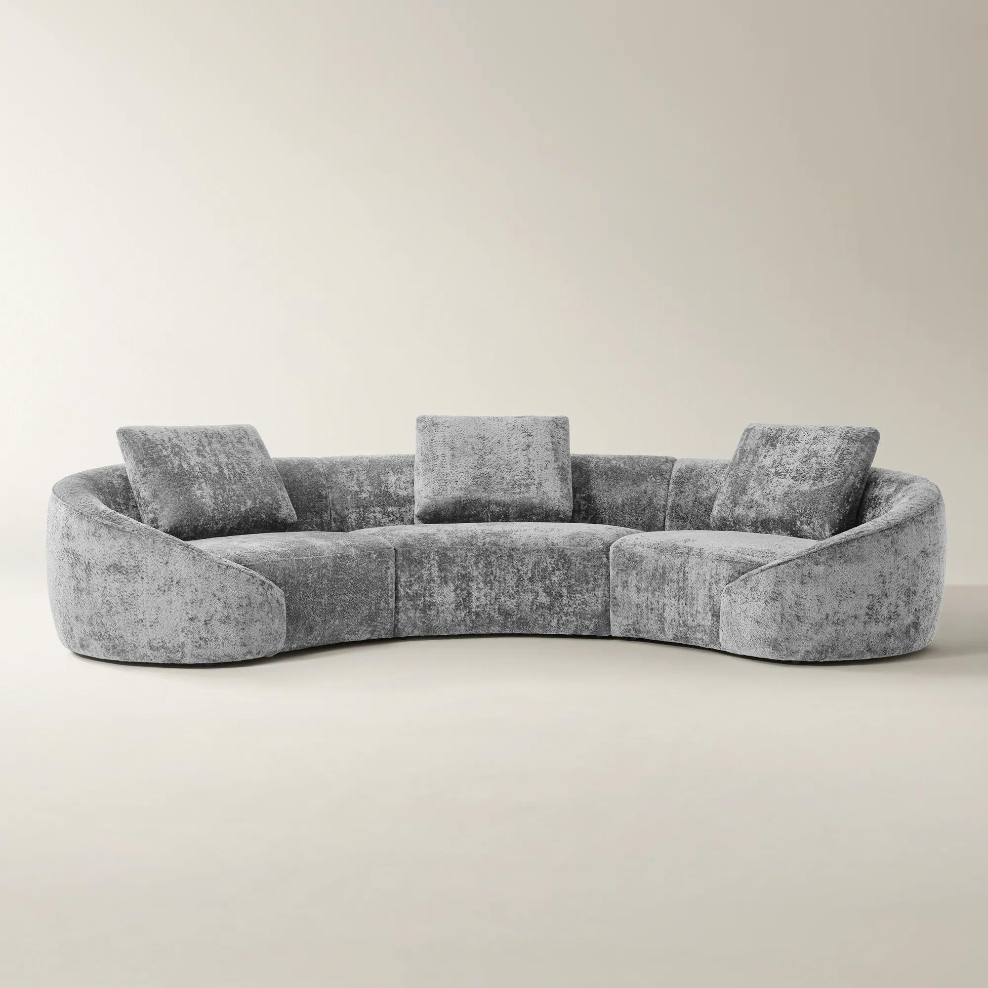 Irene 3-Piece Grey Chenille Sectional