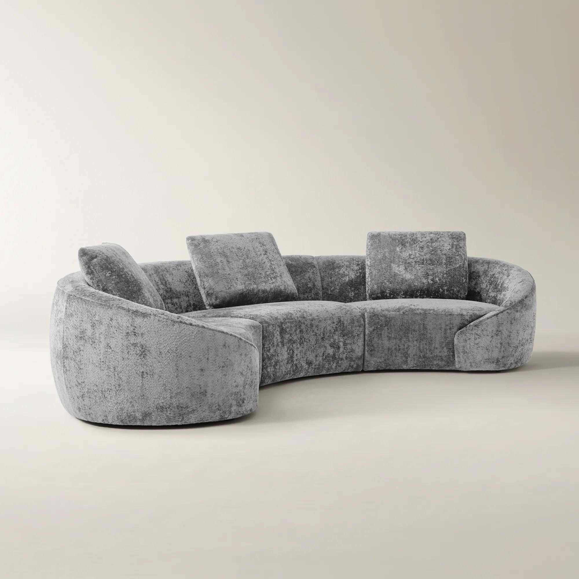 Irene 3-Piece Grey Chenille Sectional