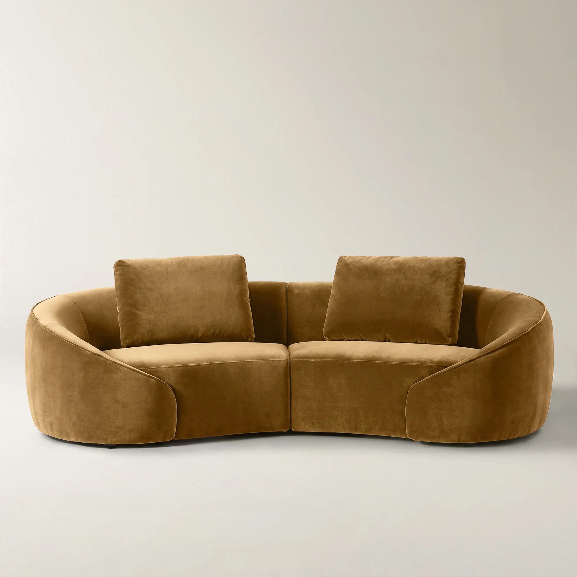 Irene 2-Piece Roasted Pecan Velvet Sectional Sofa