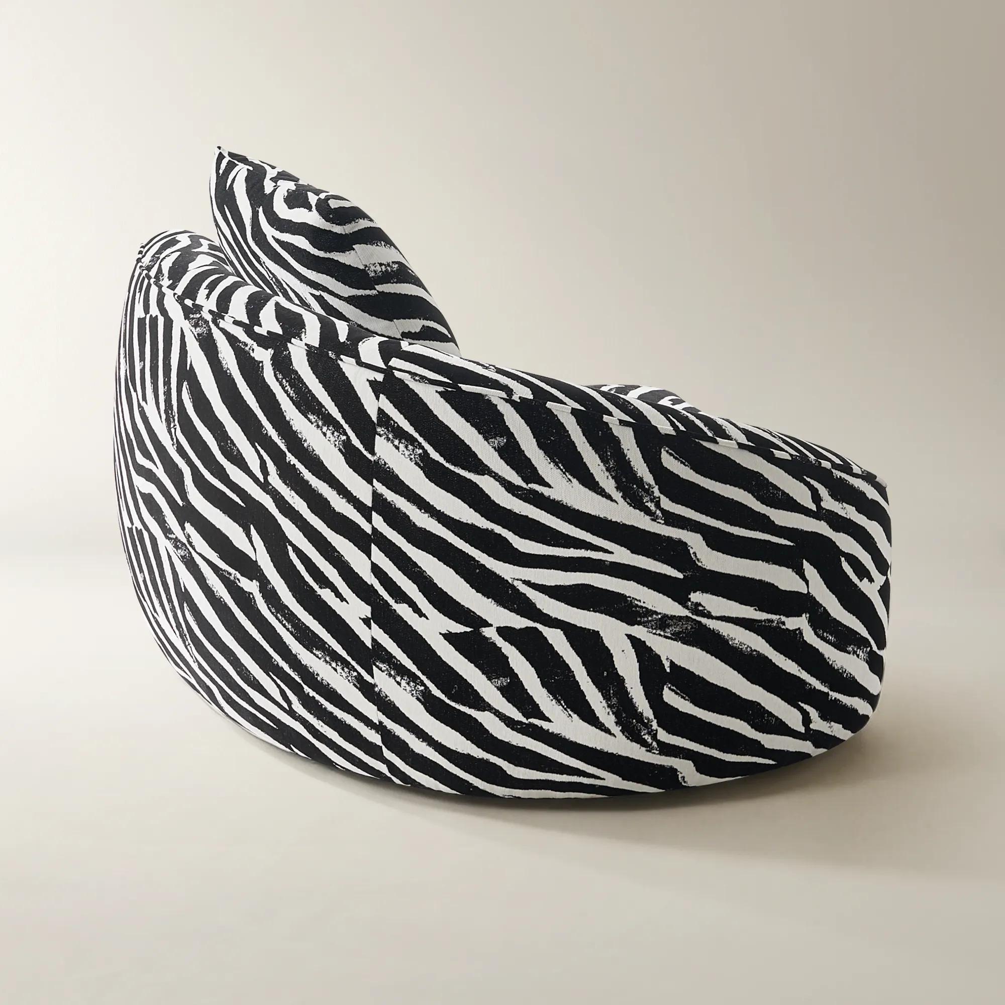 Irene White/Black Performance Chenille Left-Arm Chair