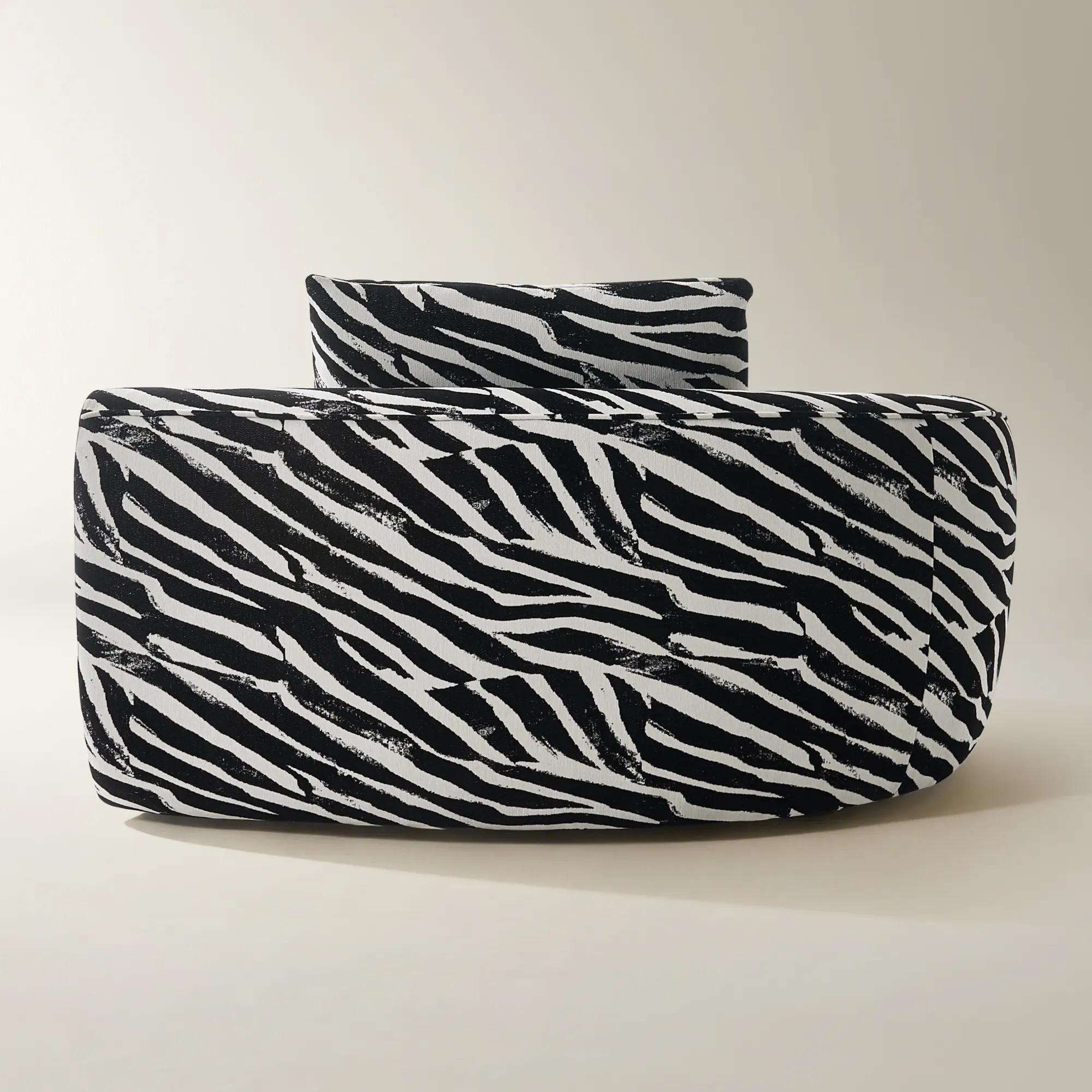 Irene White/Black Performance Chenille Left-Arm Chair