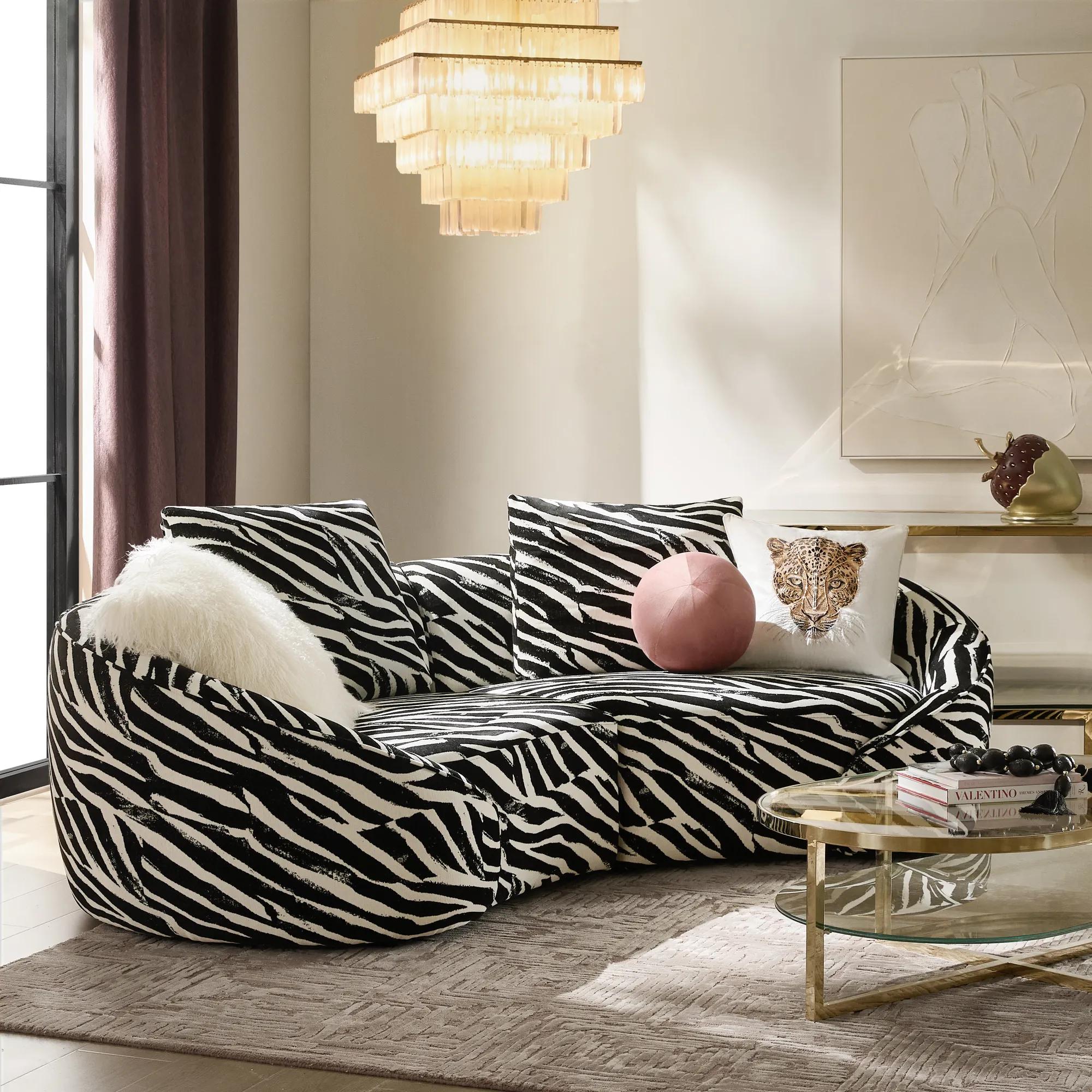 Irene White/Black Performance Chenille Left-Arm Chair