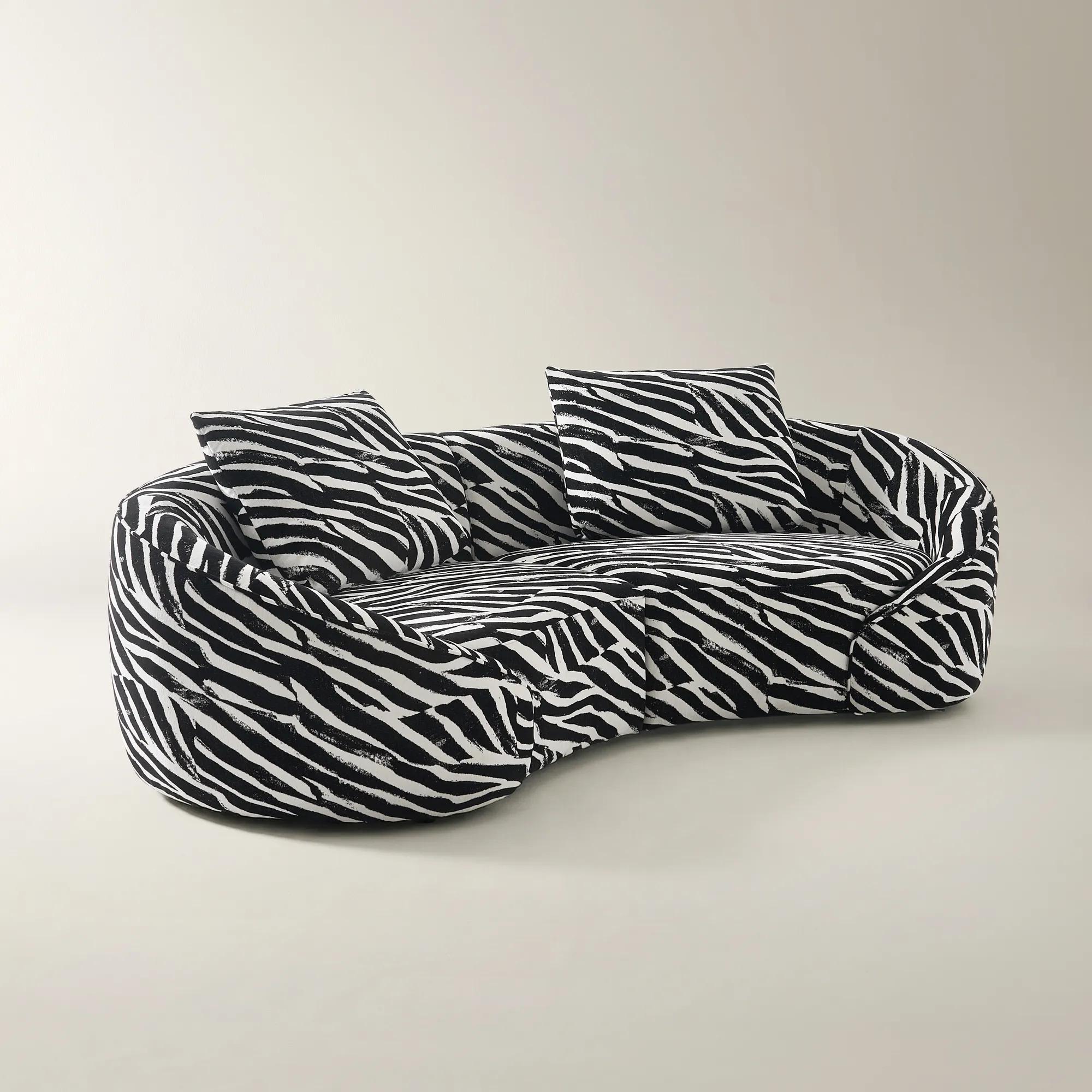Irene 2-Piece White/Black Performance Chenille Sectional Sofa