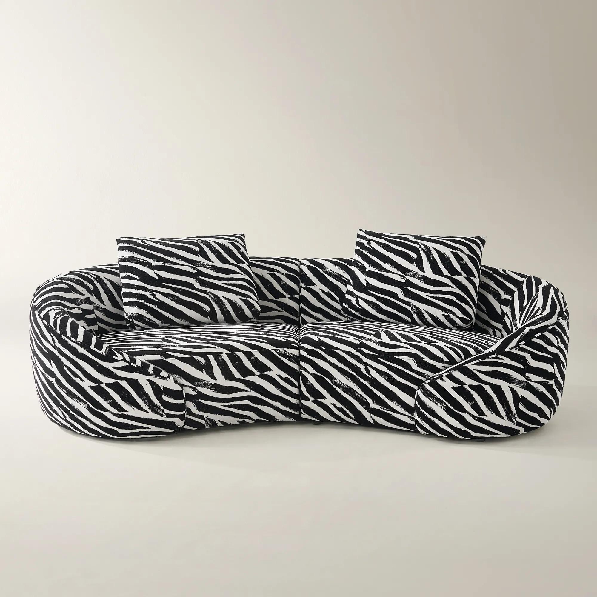 Irene 2-Piece White/Black Performance Chenille Sectional Sofa