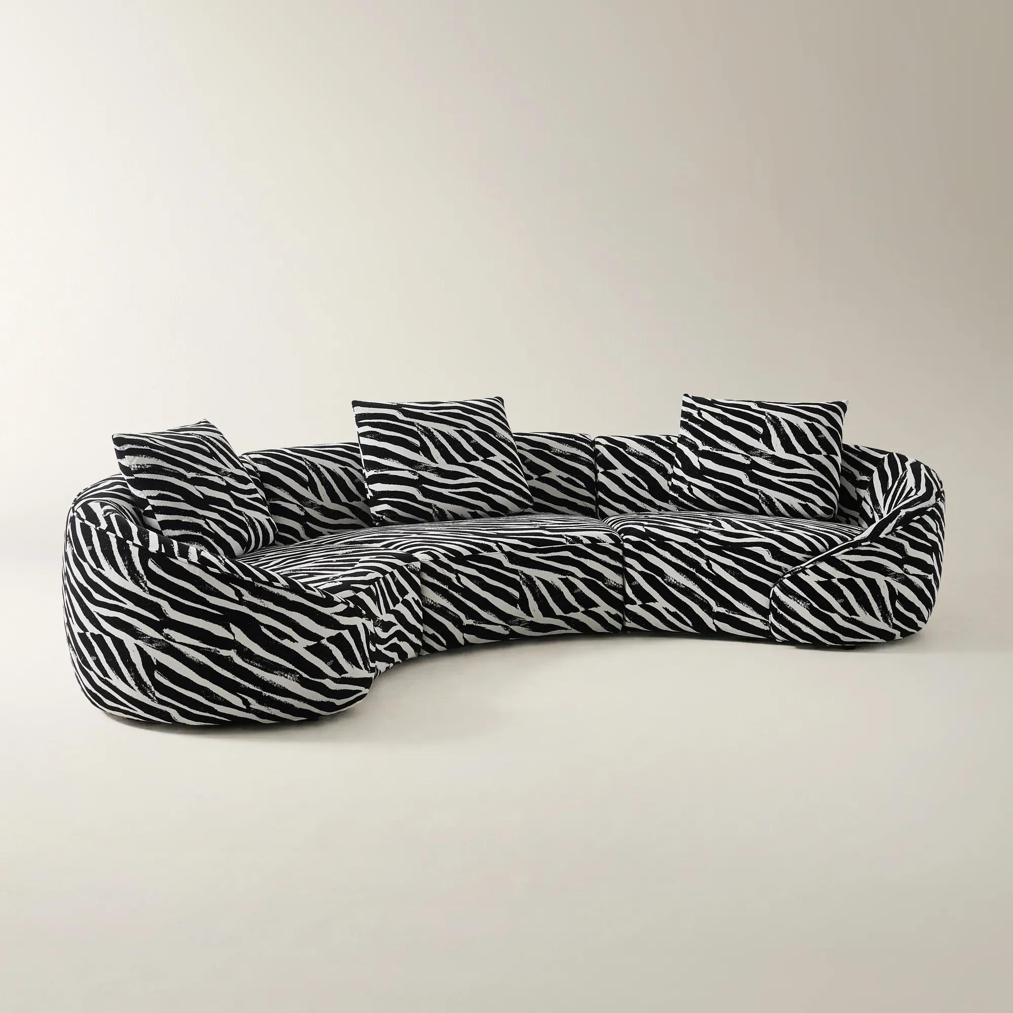 Irene 3-Piece White/Black Performance Chenille Sectional Sofa