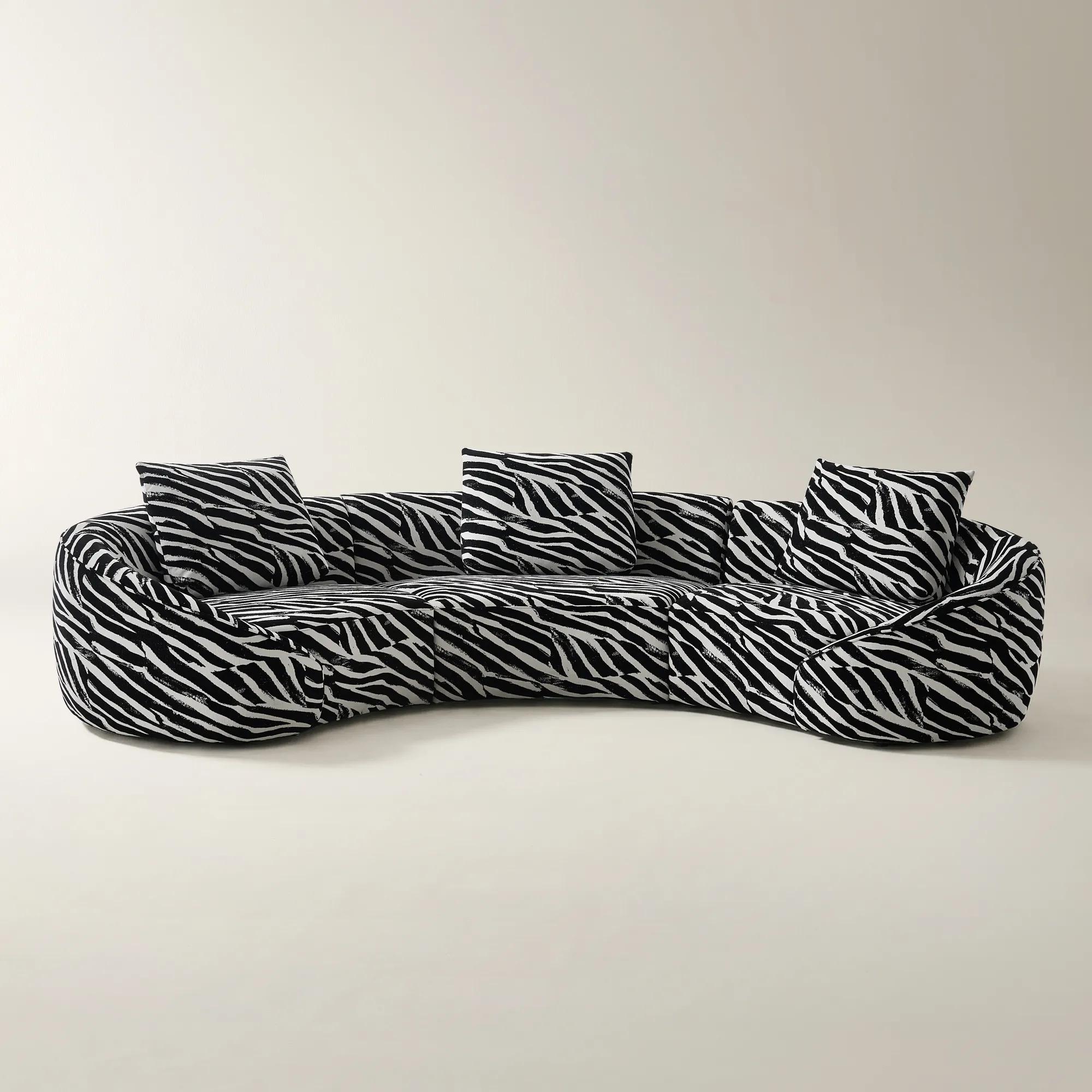 Irene 3-Piece White/Black Performance Chenille Sectional Sofa