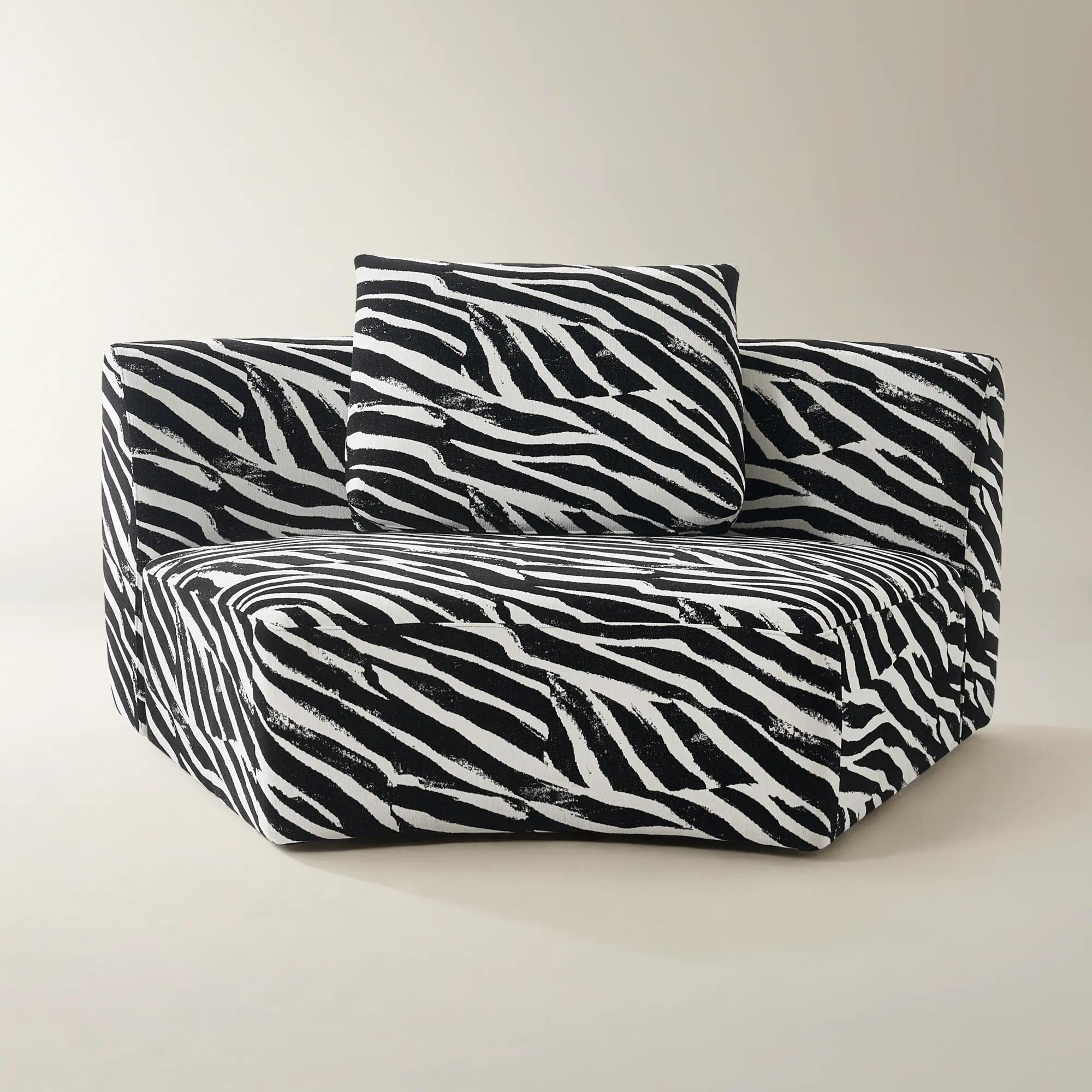 Irene White/Black Performance Chenille Armless Chair