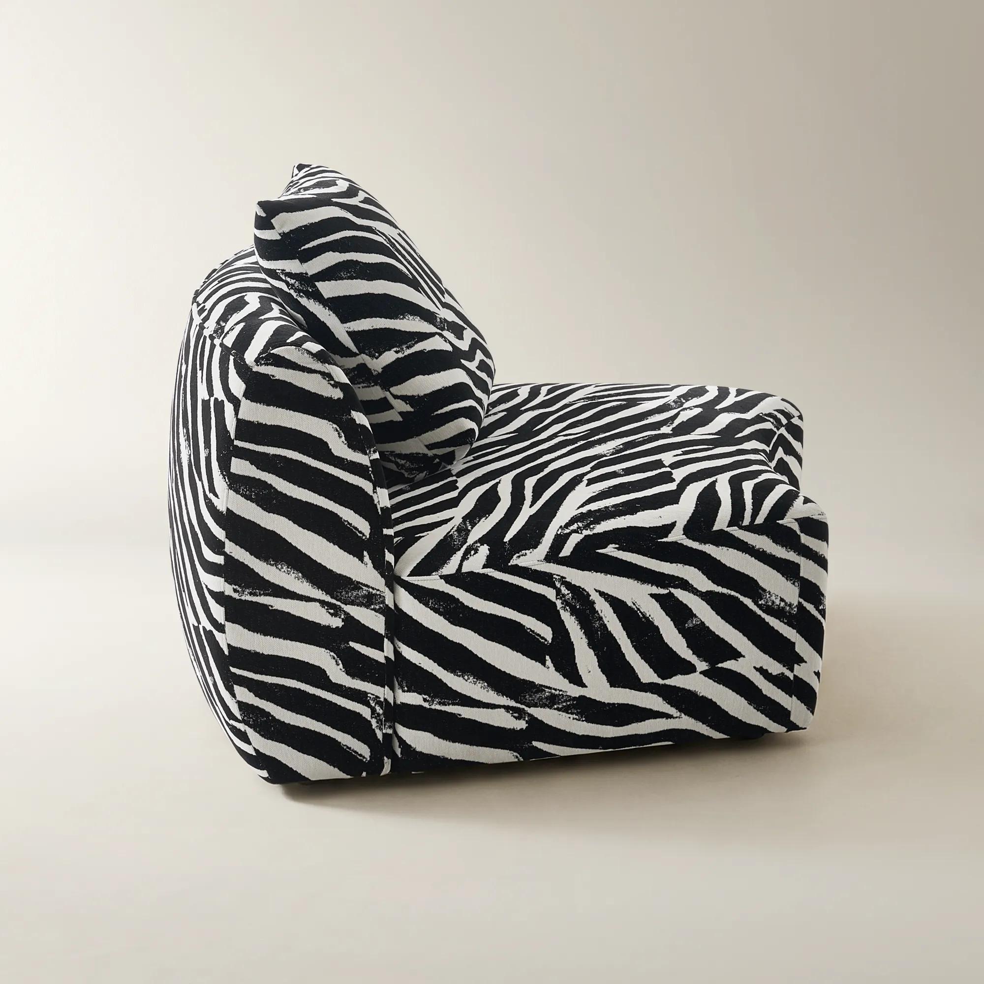 Irene White/Black Performance Chenille Armless Chair