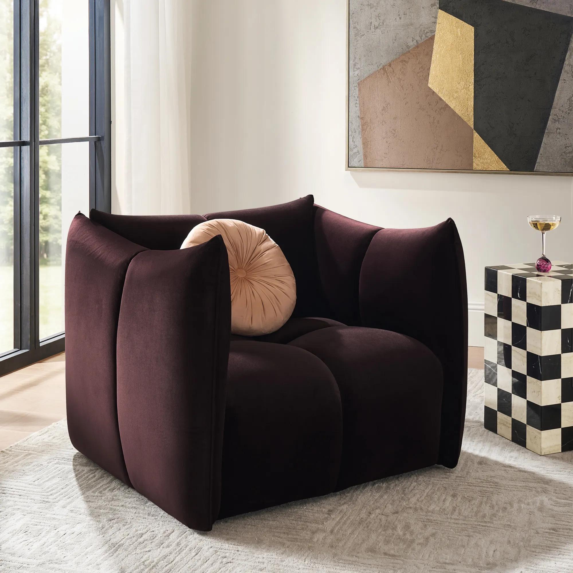 Reina Tufted Fig Velvet Swivel Chair