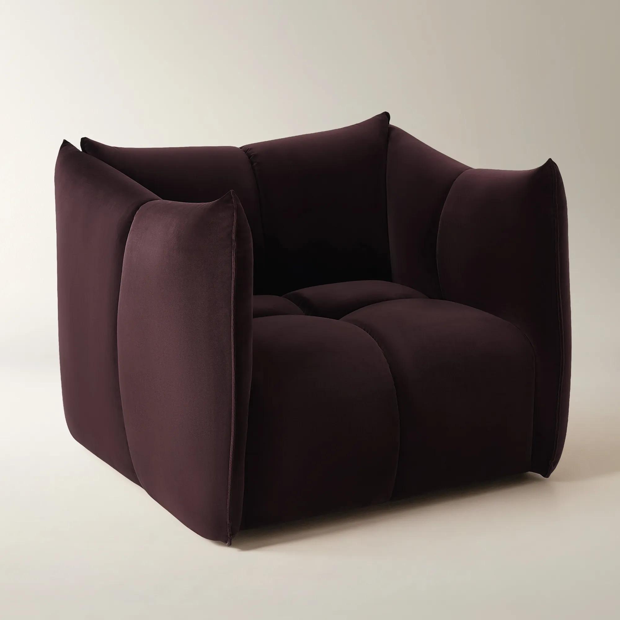Reina Tufted Fig Velvet Swivel Chair