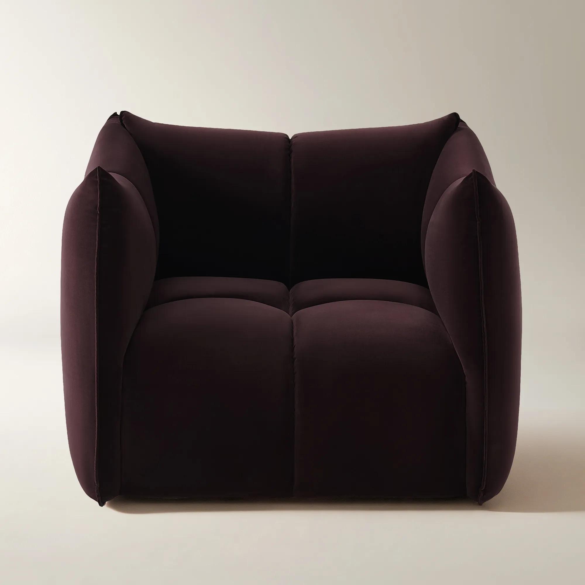Reina Tufted Fig Velvet Swivel Chair