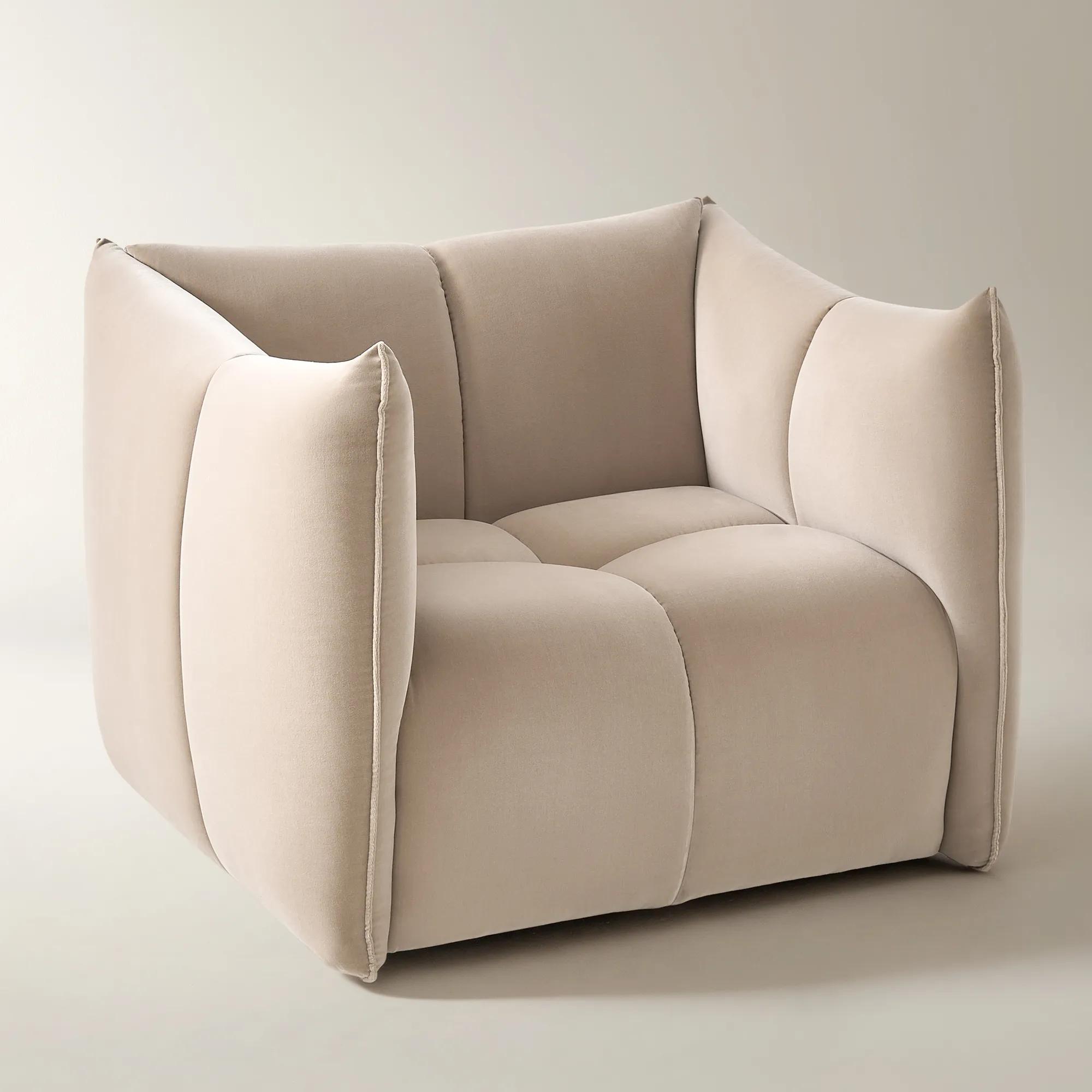 Reina Tufted Simply Taupe Velvet Swivel Chair