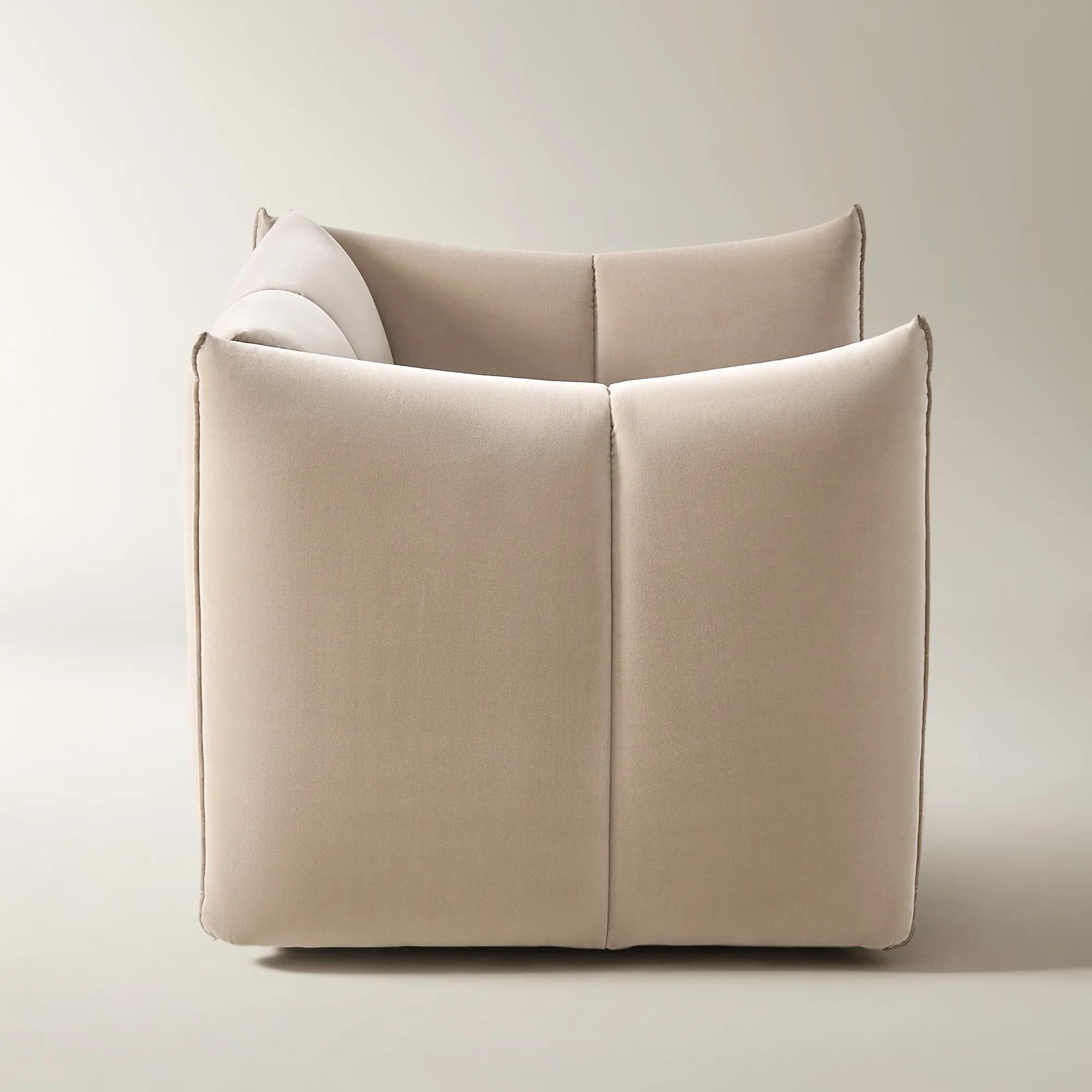 Reina Tufted Simply Taupe Velvet Swivel Chair