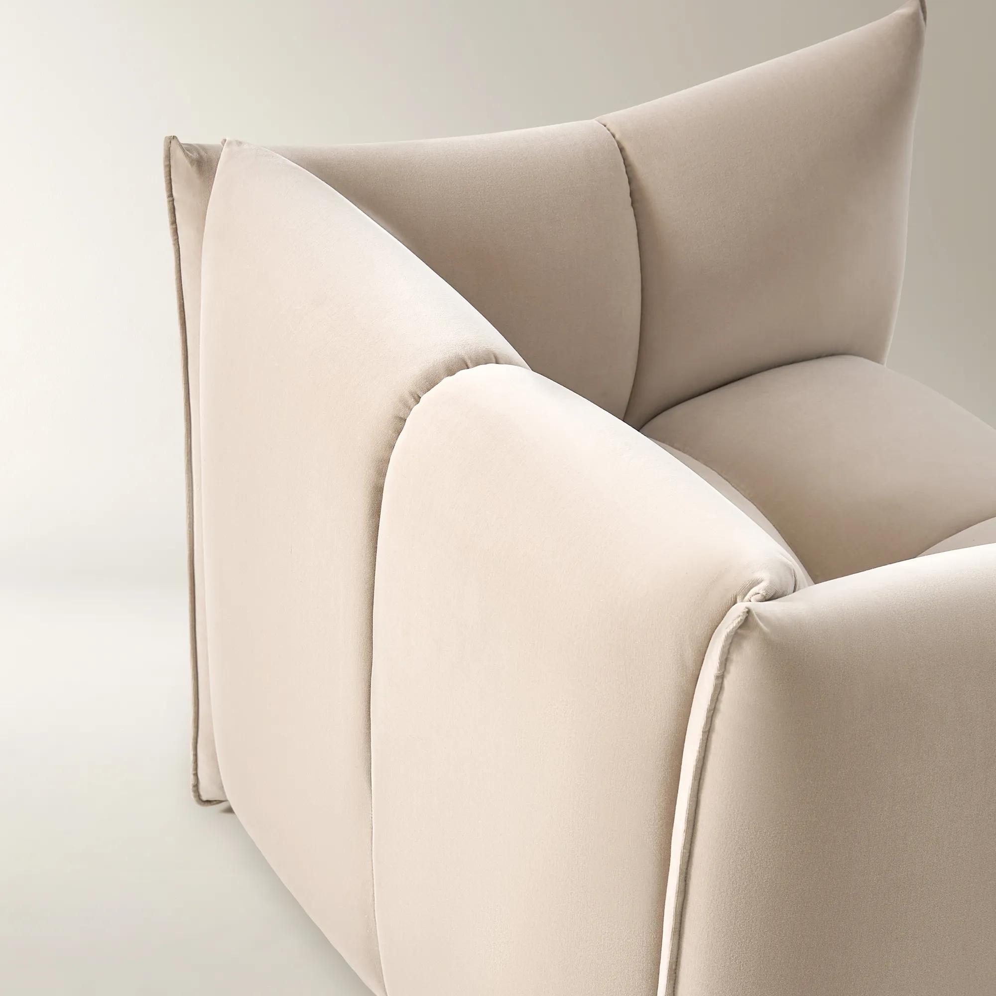 Reina Tufted Simply Taupe Velvet Swivel Chair