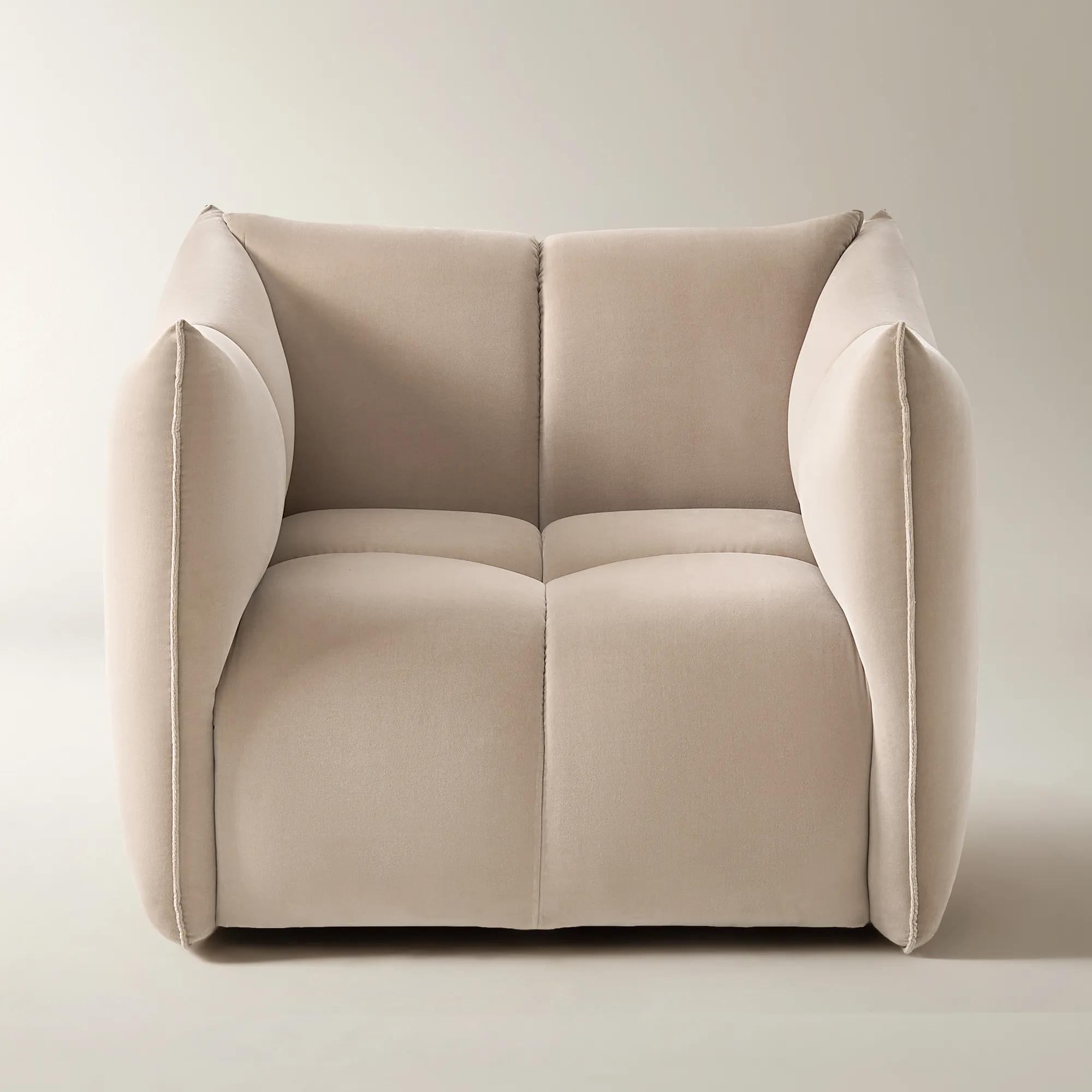 Reina Tufted Simply Taupe Velvet Swivel Chair
