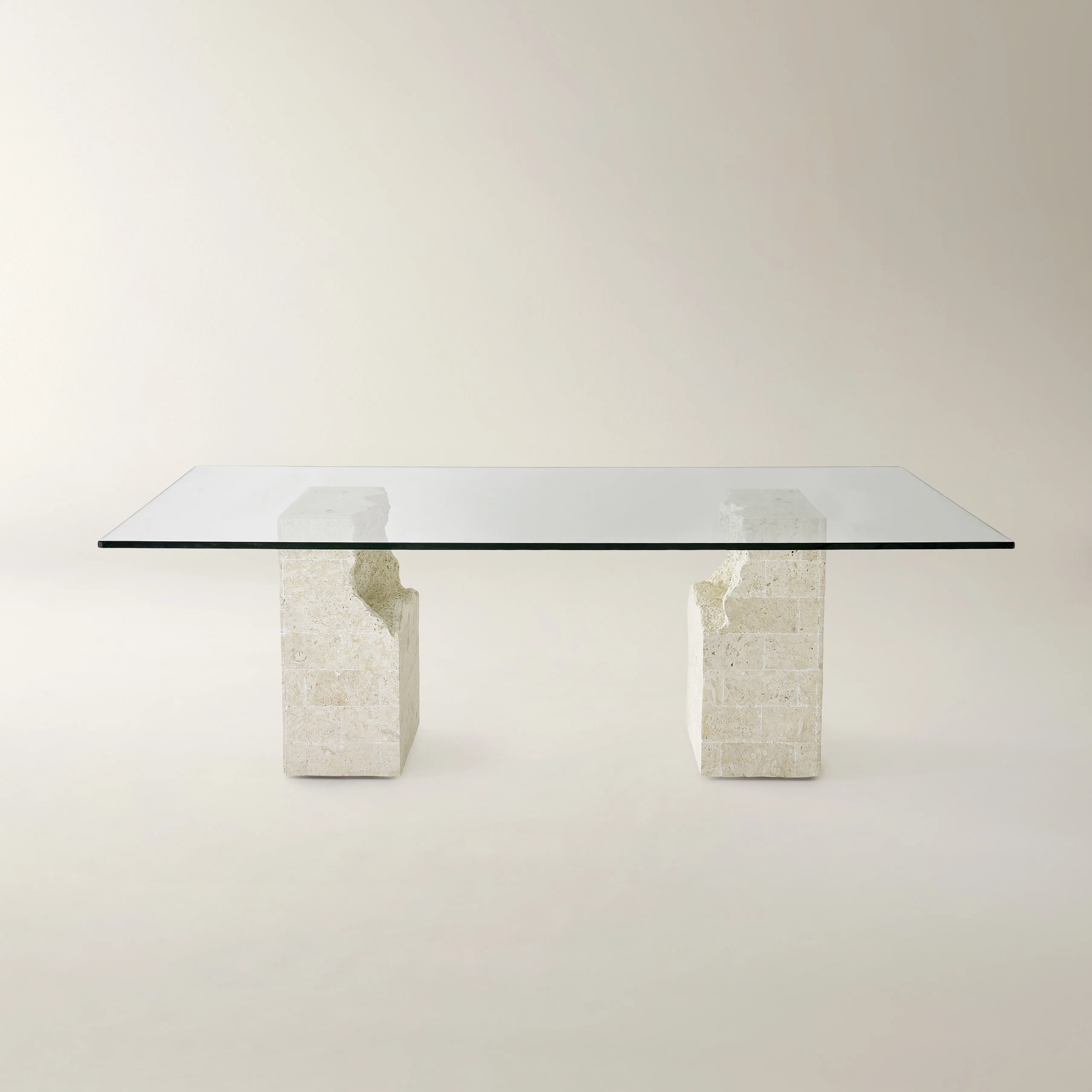 Cairo Rectangular Mactan Stone Dining Table With Glass Top