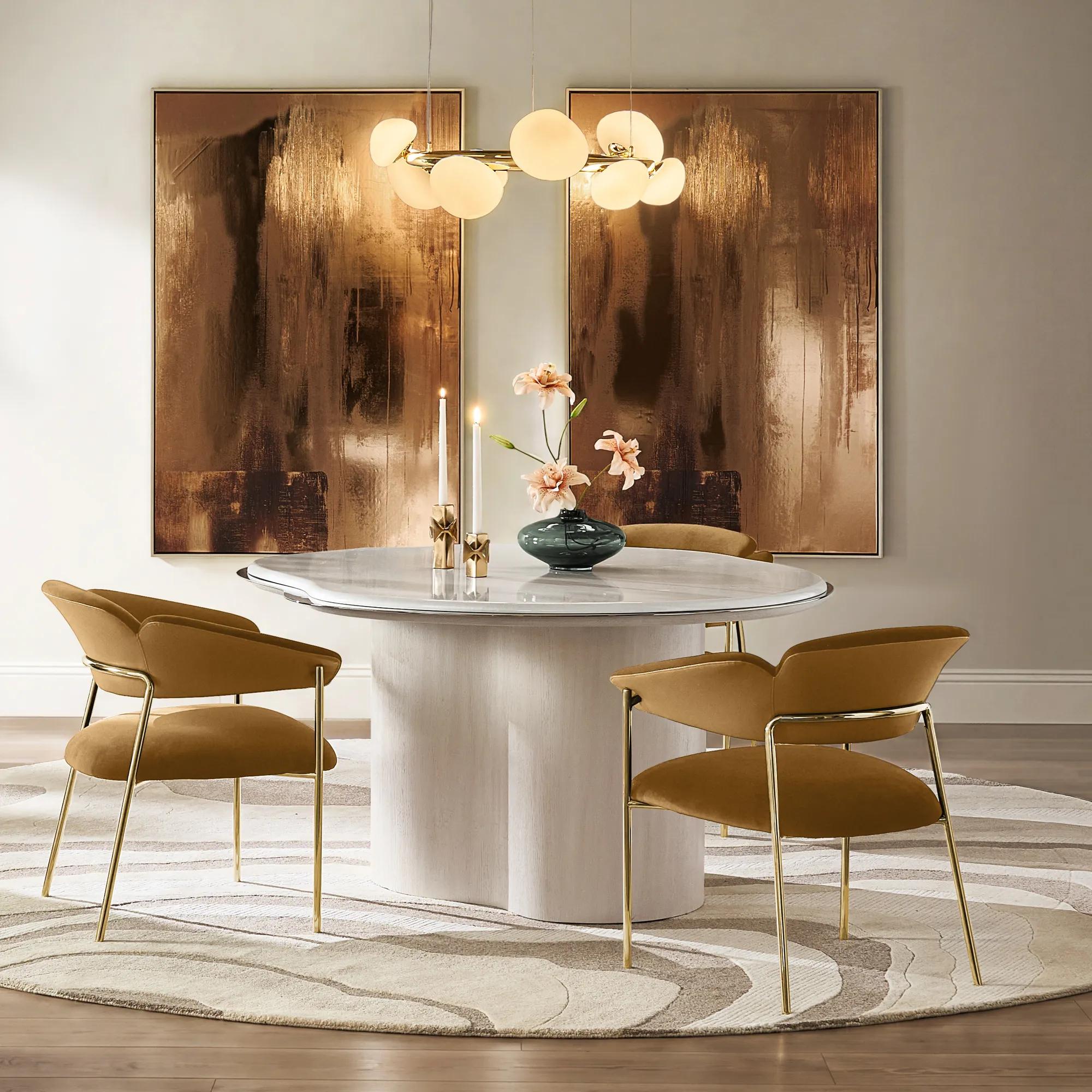 Lumina Bleached Oak Dining Table With Pearl Lacquered Top (58")