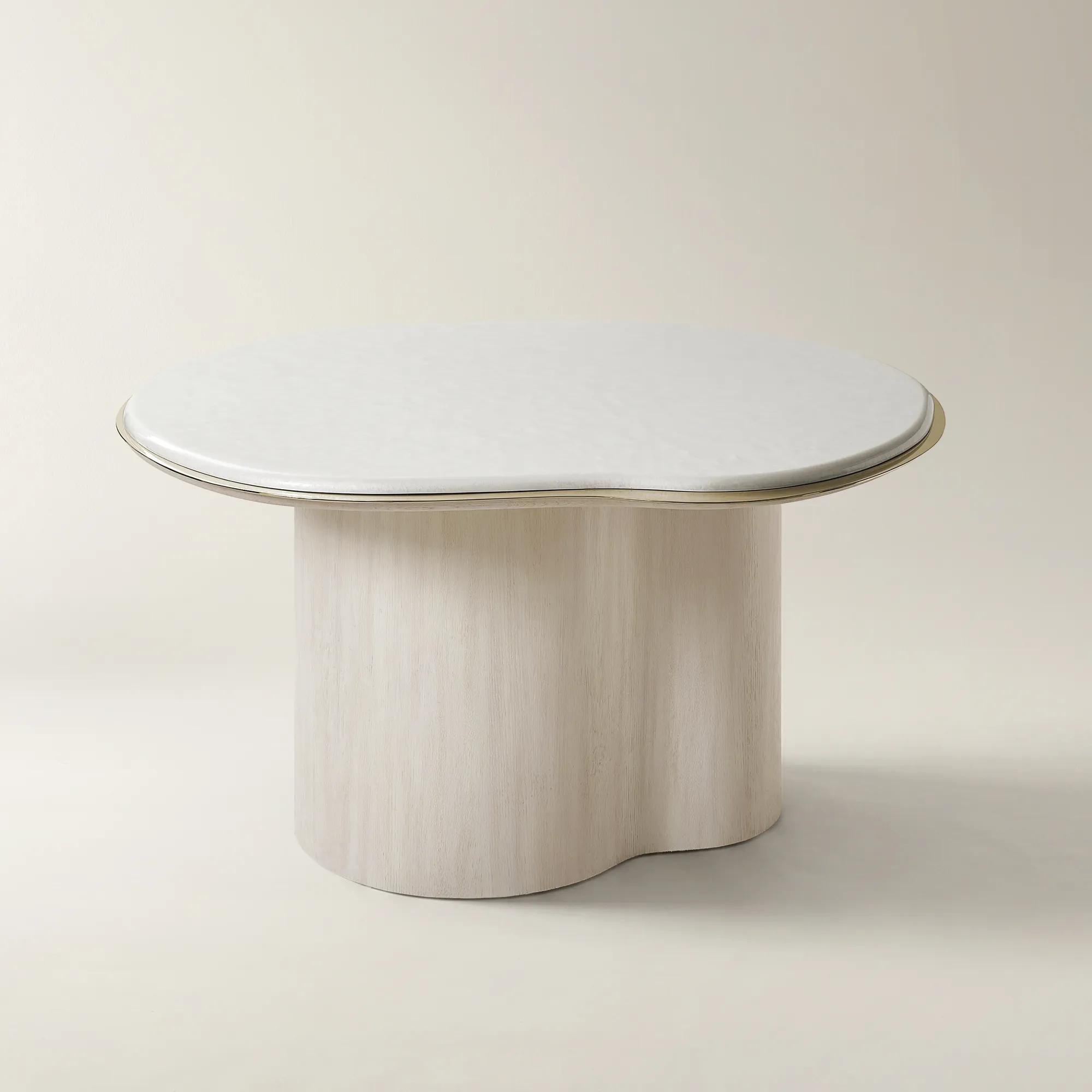 Lumina Bleached Oak Dining Table With Pearl Lacquered Top (58")