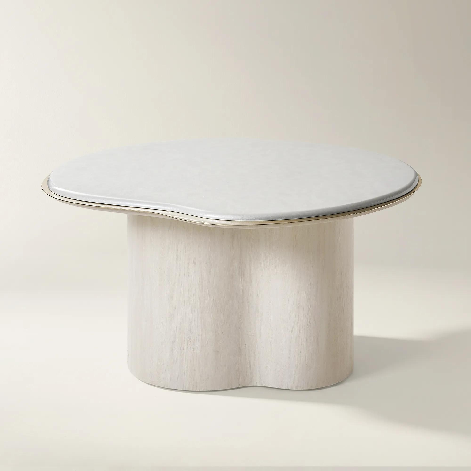 Lumina Bleached Oak Dining Table With Pearl Lacquered Top (58")