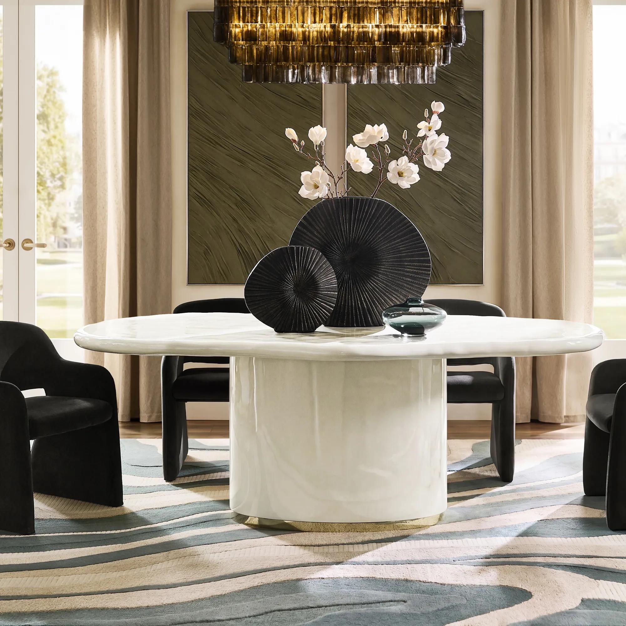 Celia Lacquered Cloud Resin Indoor/Outdoor Dining Table (84")