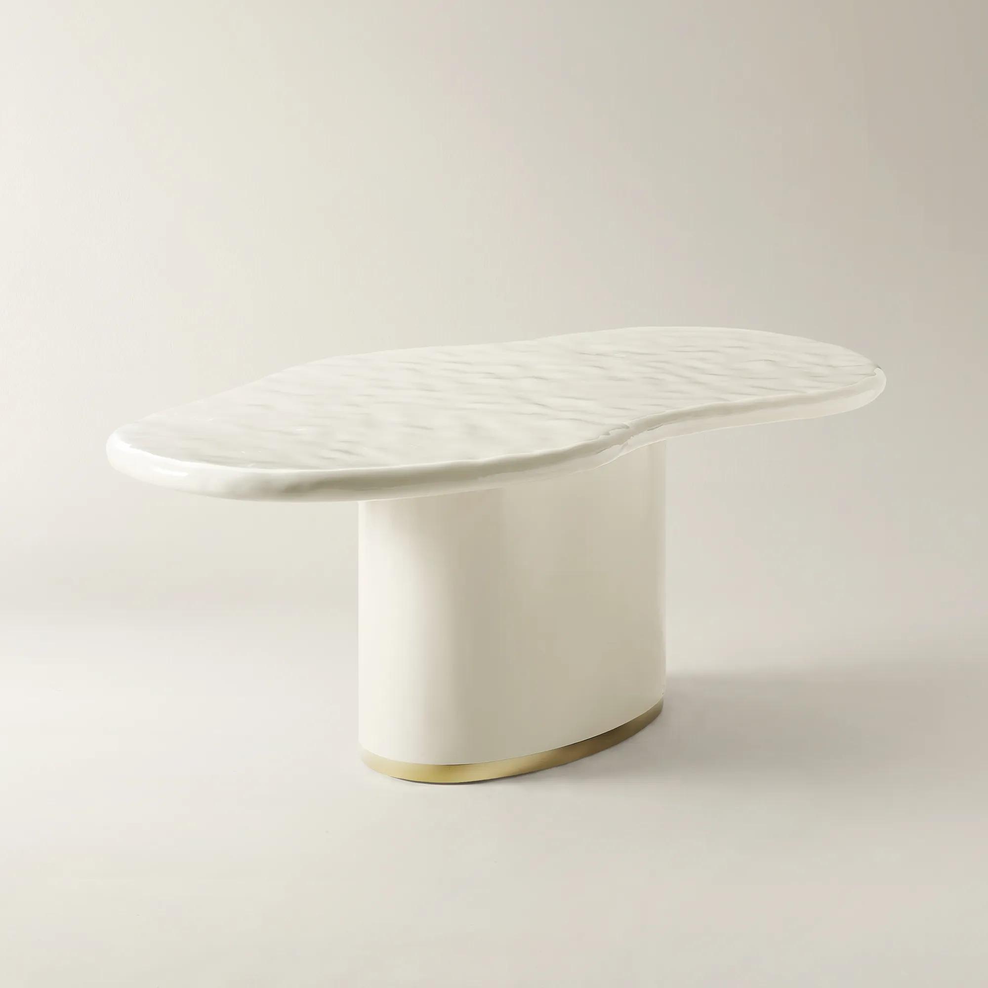 Celia Lacquered Cloud Resin Indoor/Outdoor Dining Table (84")