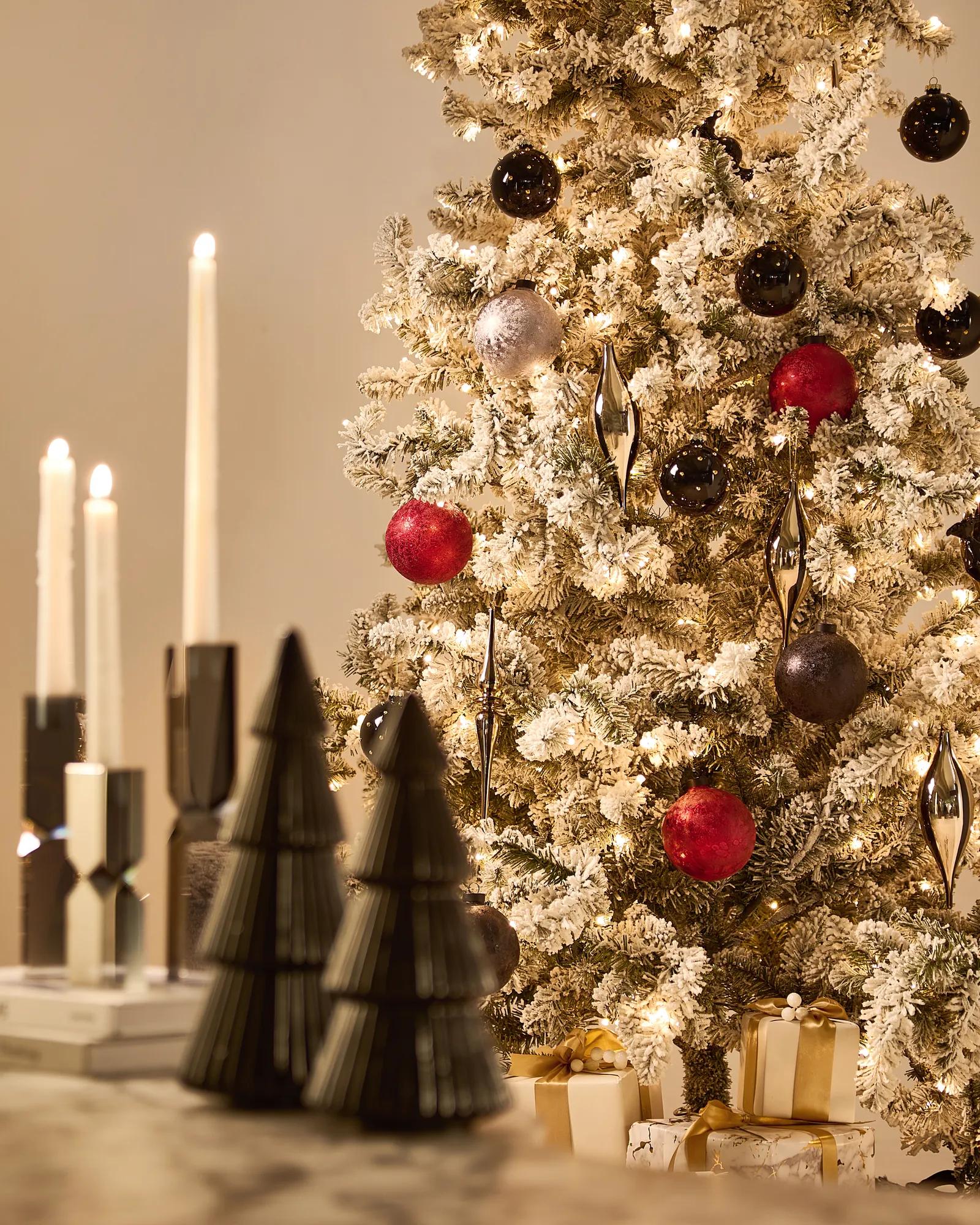 Black Textured Glass Ornament - Set of 4
