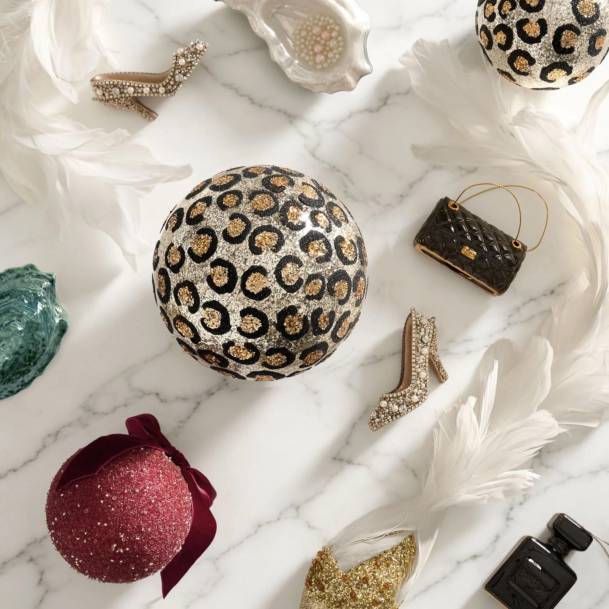 Leopard Print Glitter Ornament