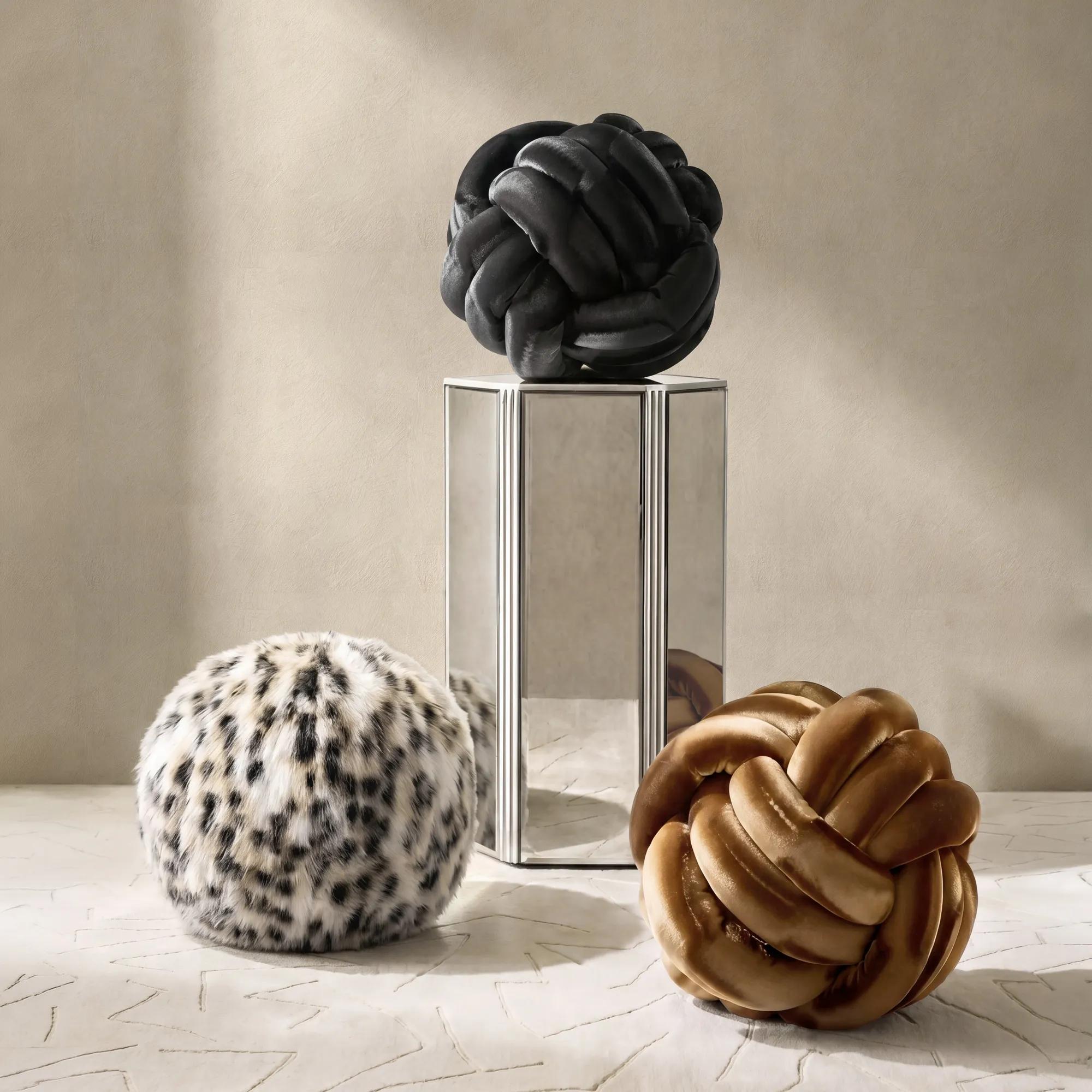Neva Velvet Knot Pillow 11.75" - Black