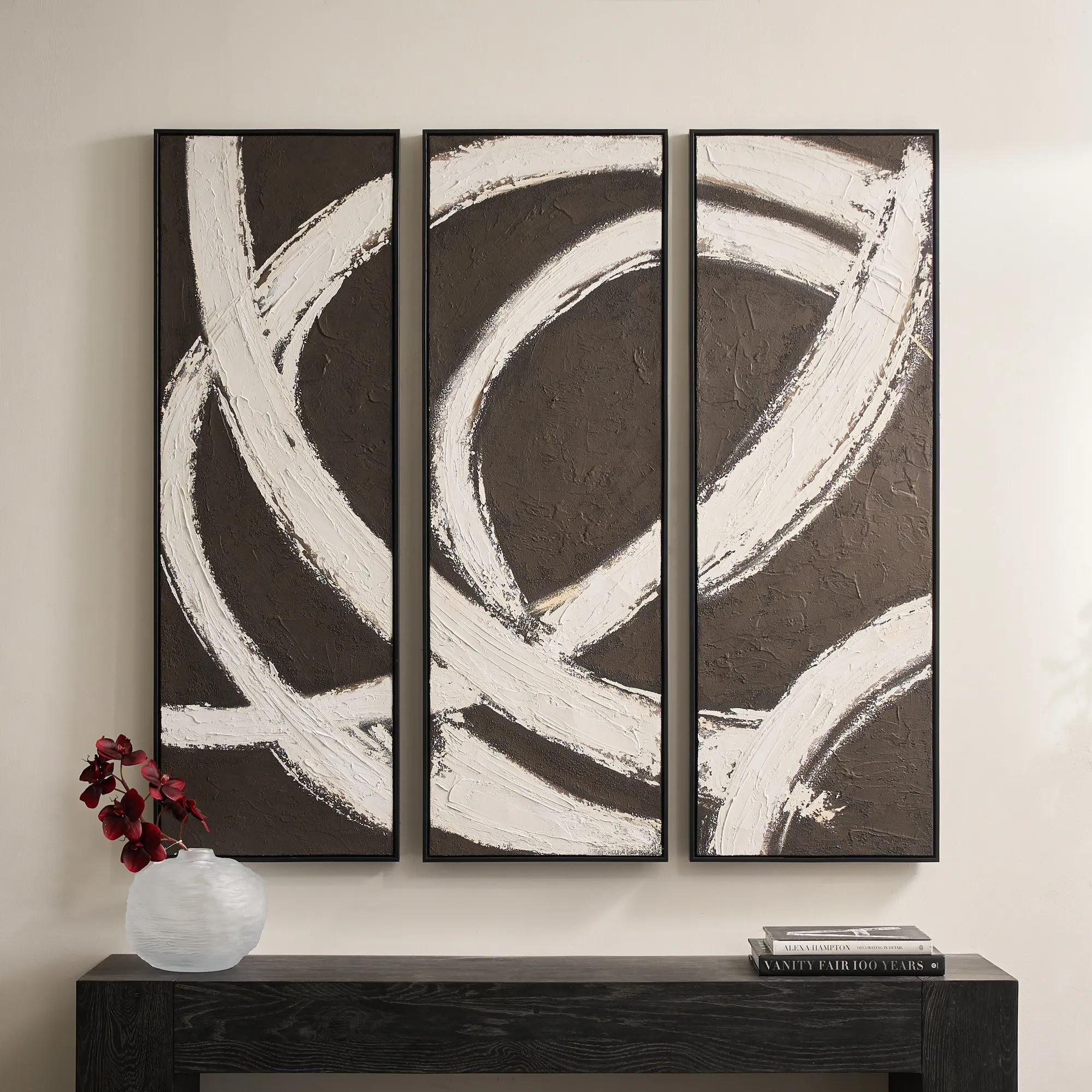 Spun in Coco Triptych Painting