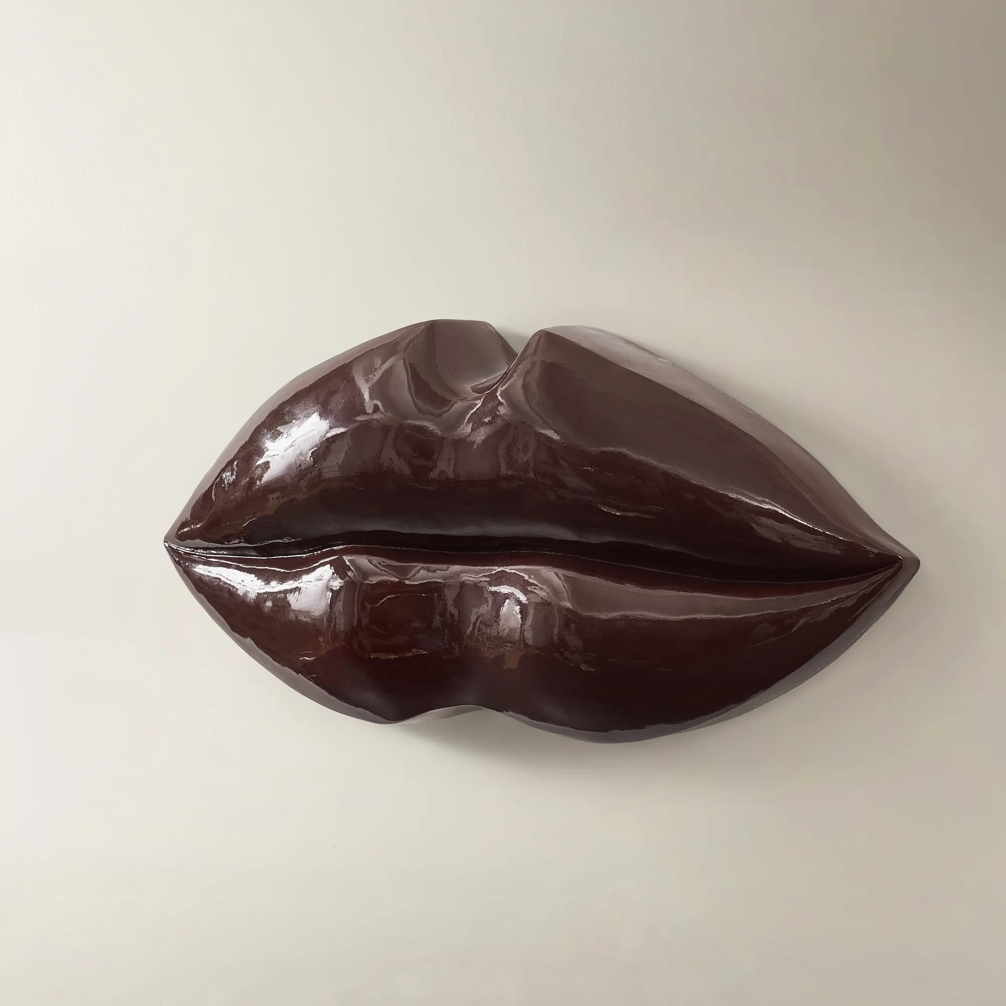 Grand Lips Fig Poly Resin High Gloss Wall Decor 27.5"x12.5"