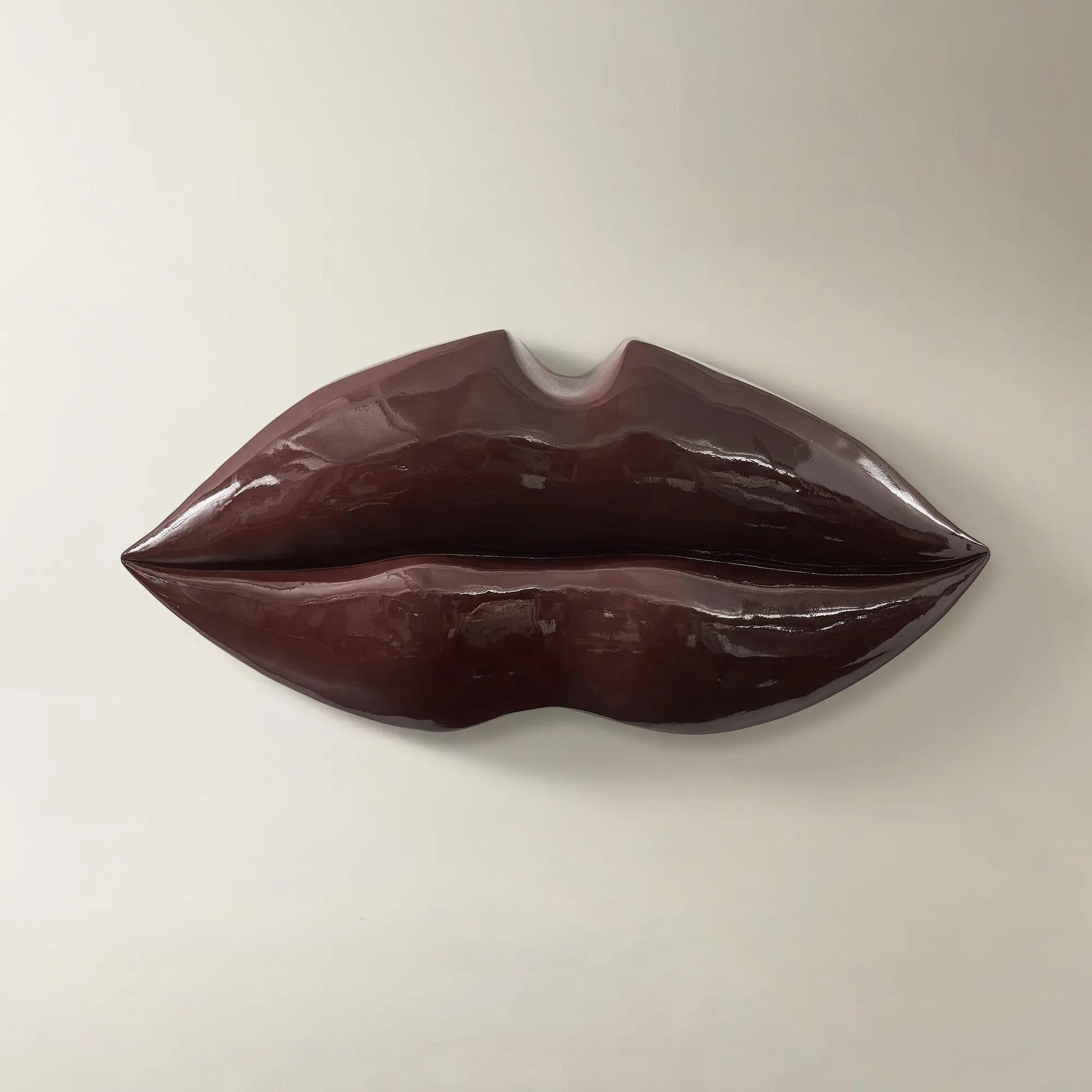 Grand Lips Fig Poly Resin High Gloss Wall Decor 27.5"x12.5"