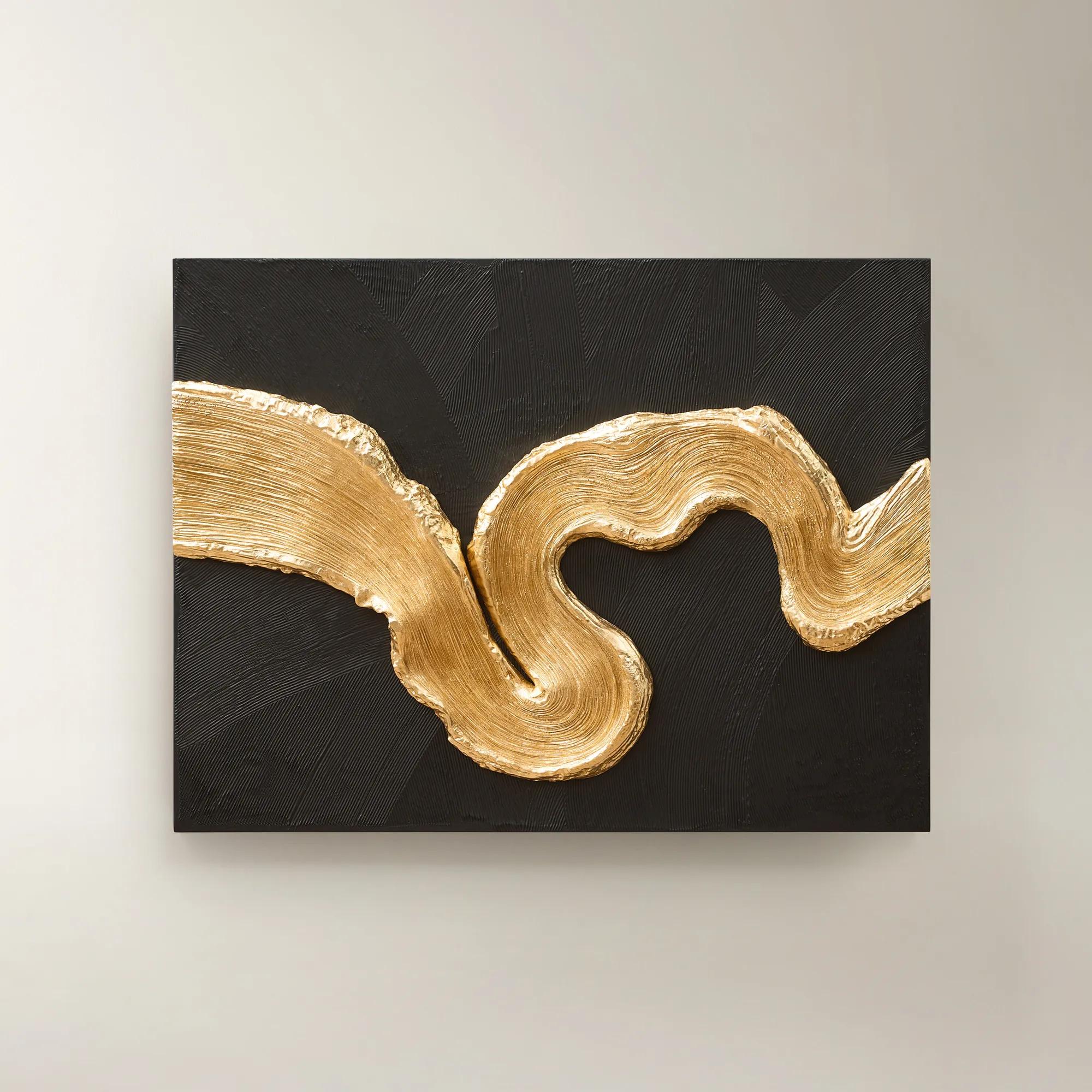 Gold Impasto Sculpted Wall Panel