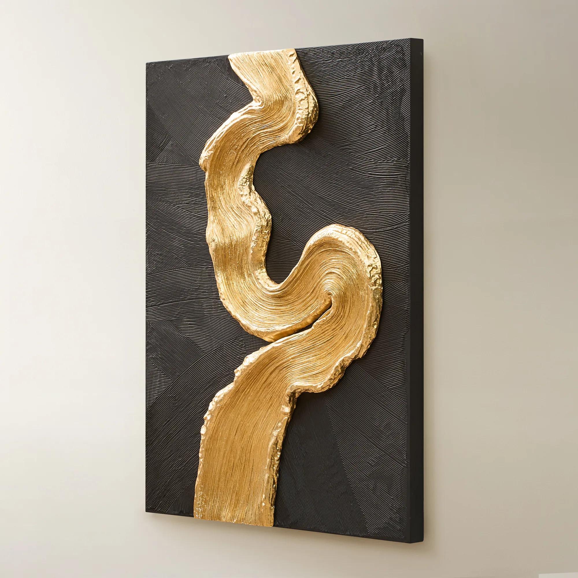 Gold Impasto Sculpted Wall Panel