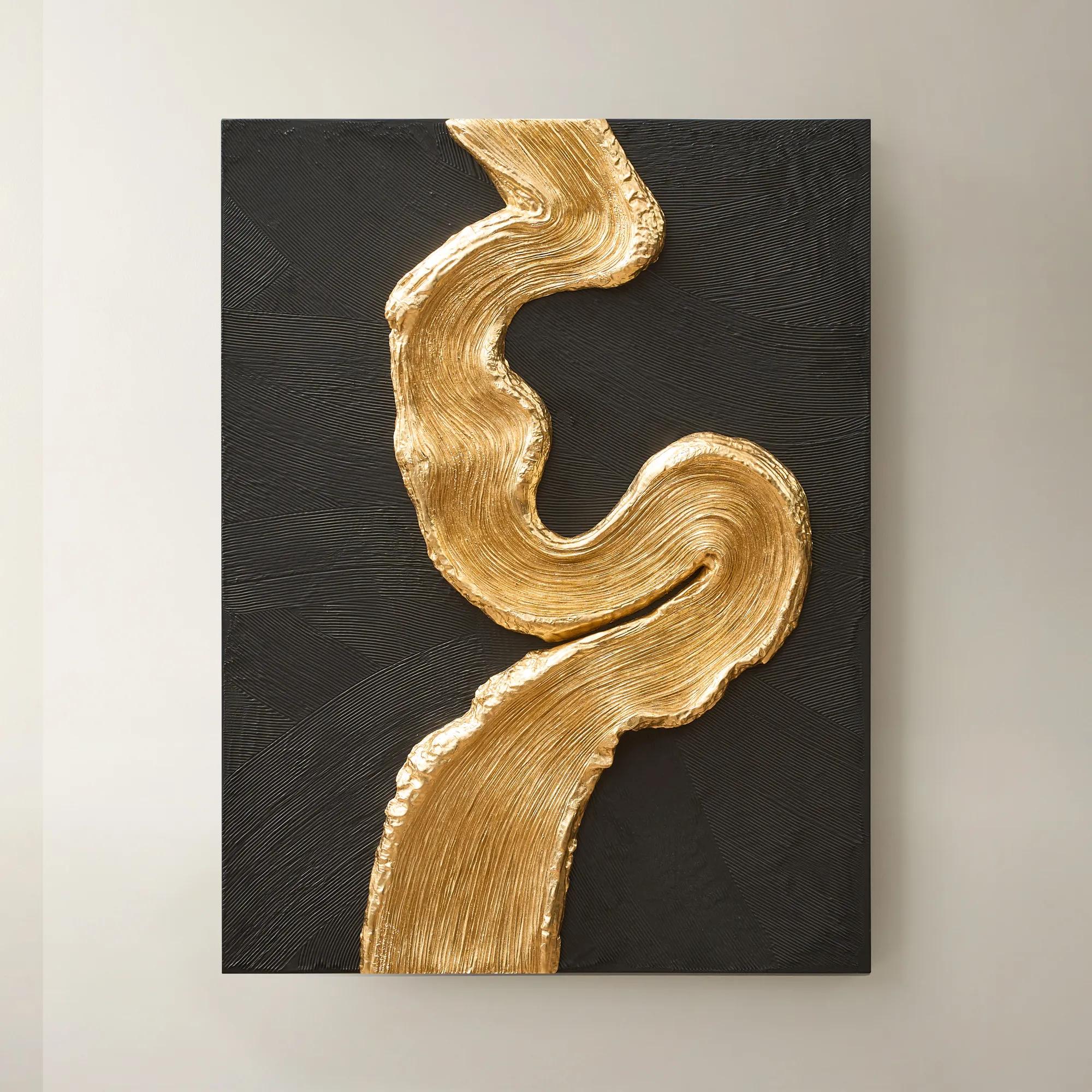 Gold Impasto Sculpted Wall Panel