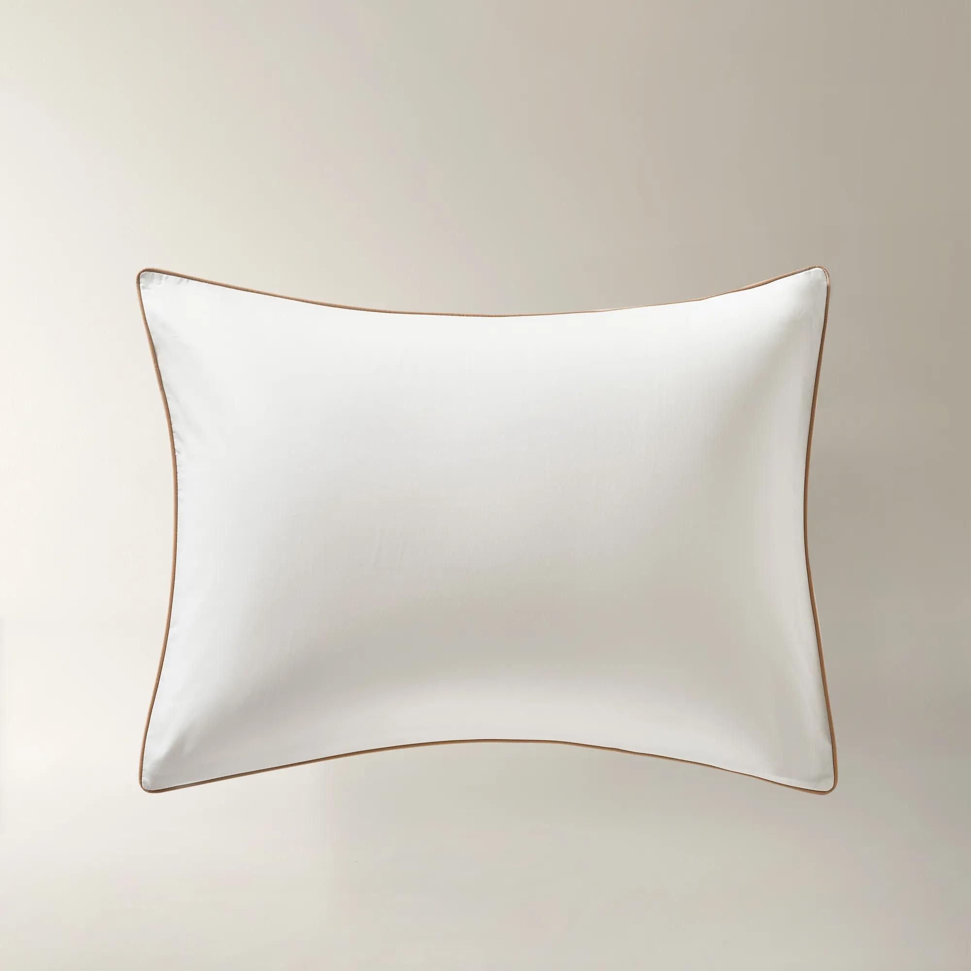 Sarla Contrast Cotton Percale Bedding Set - White/Tan