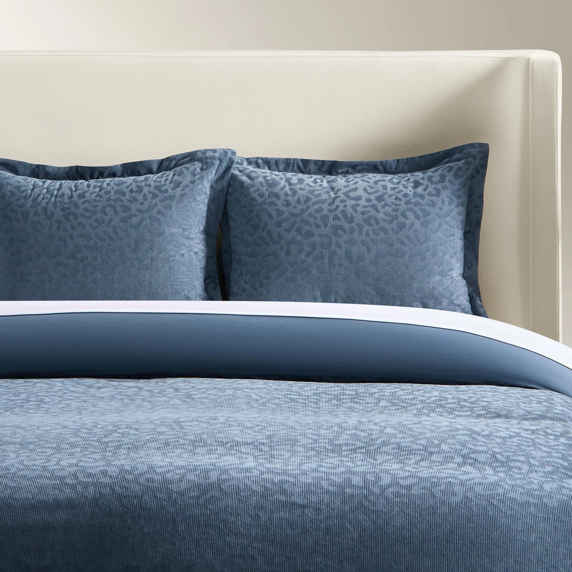 Leopard Corduroy Velvet Bedding Set - Dusty Blue