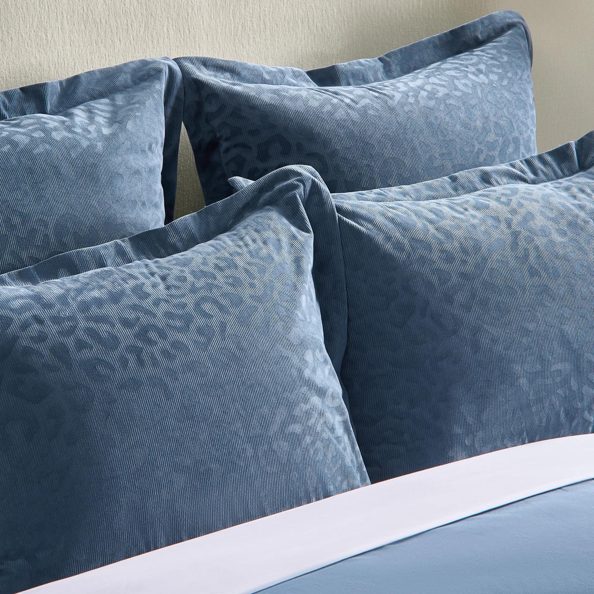 Leopard Corduroy Velvet Bedding Set - Dusty Blue