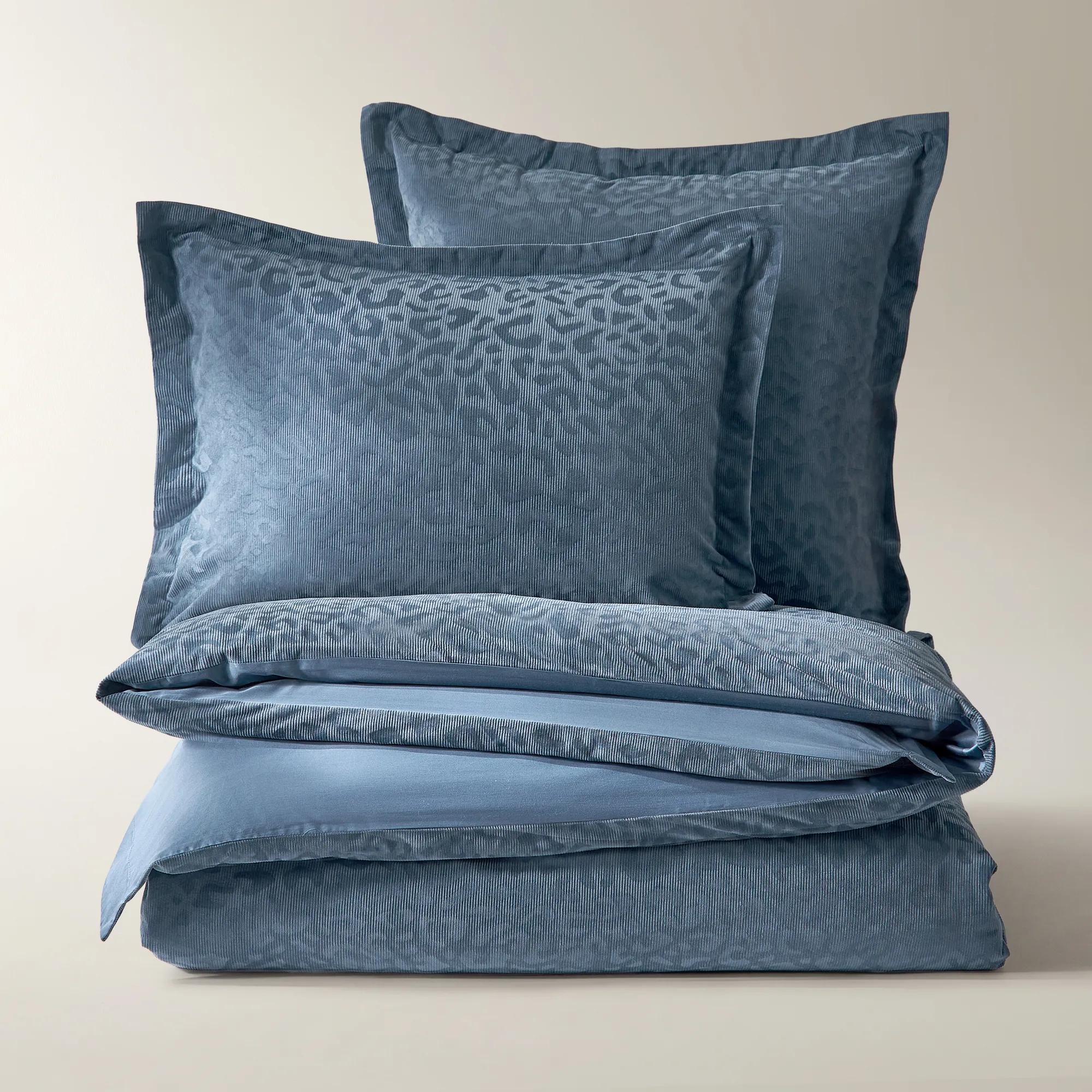 Leopard Corduroy Velvet Bedding Set - Dusty Blue